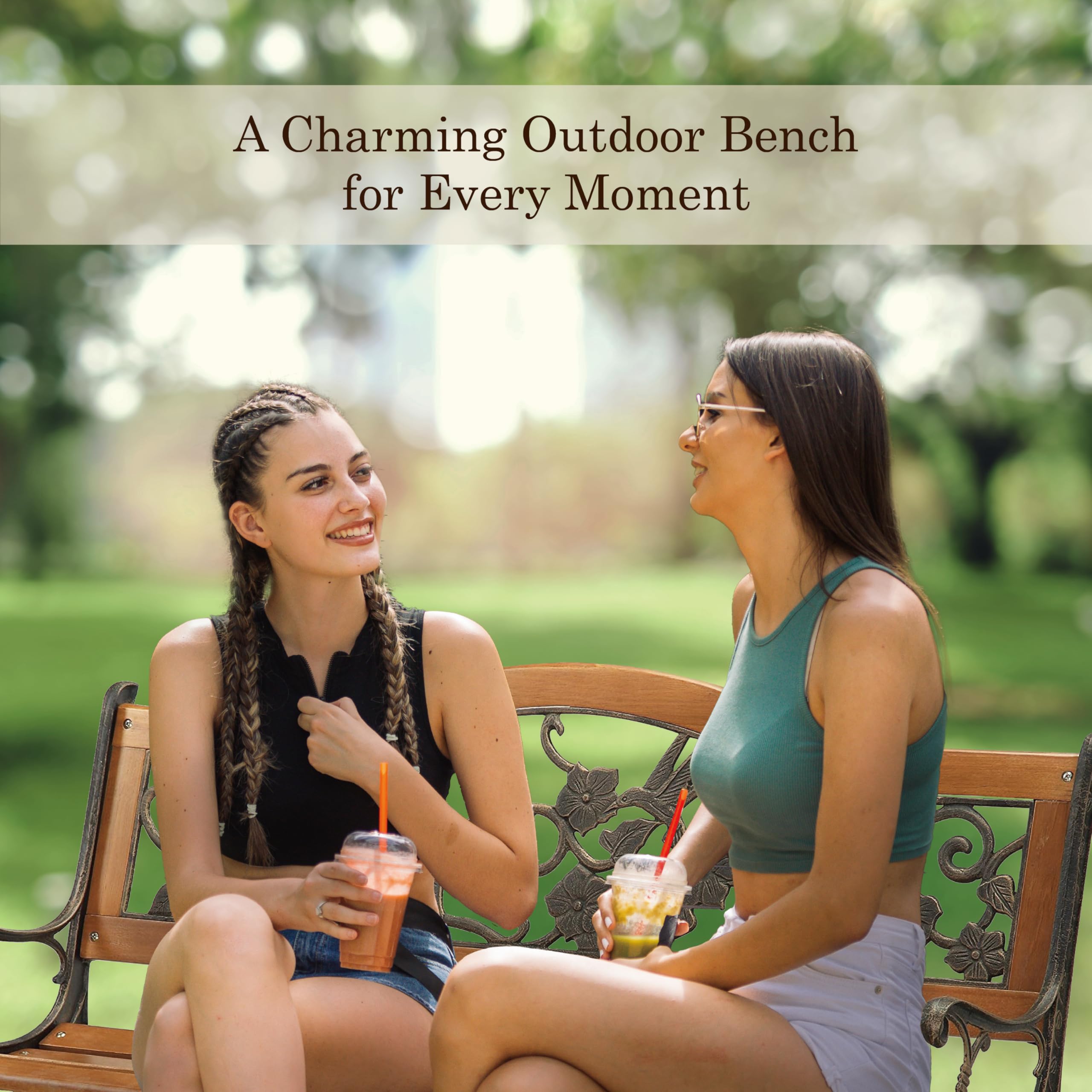 Dolce Outdoor Bench by Furniture of America - Weather-Resistant Black Patio Bench for Garden, Porch & Backyard Seating