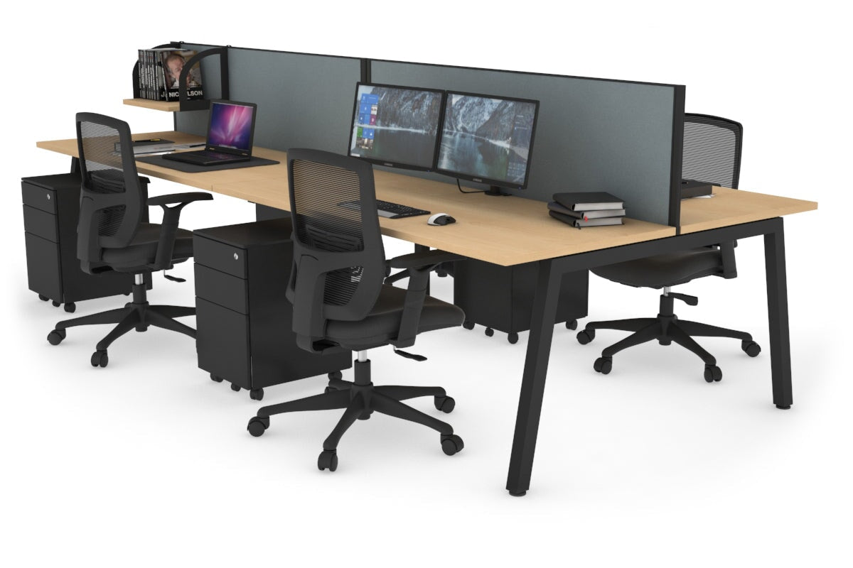 Quadro 4-Person Office Workstation Desk - 1400L x 700W Dimensions - Perfect for Team Collaboration, Open Office Spaces & Coworking Environments
