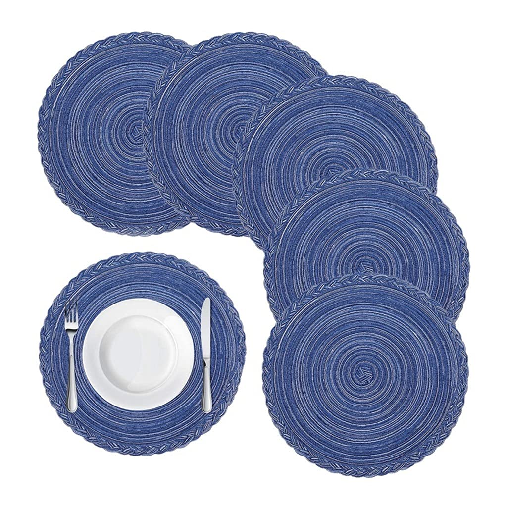 MJWDP Round Braided Placemats Set of 6 - Heat Resistant Non-Slip Woven Table Mats for Dining & Kitchen, 36 Inch Diameter - Perfect for Holiday Dinners, Family Gatherings & Everyday Use