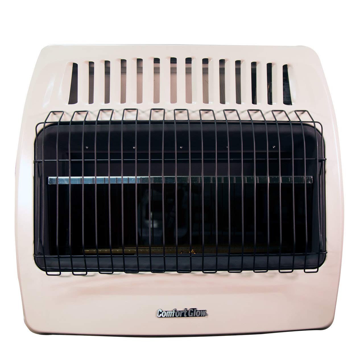 30,000 BTU Comfort Glow Blue Flame Vent-Free Heater for Indoor Use - Natural Gas/LP - 1250 Sq Ft Coverage - Electric Ignition - 99.9% Efficient - Beige - Perfect for Basements, Garages & Living Rooms