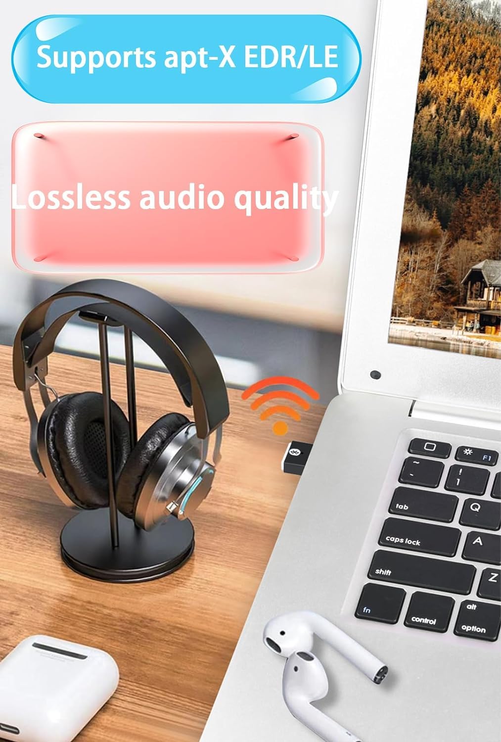 5.3 Bluetooth Adapter for PC - USB Bluetooth Dongle with 20m Range, Wireless EDR Transmitter Receiver for Desktop, Headphones, Keyboard & Stereo Audio - Compatible with Windows 11/10/8.1/7 - Perfect for Home Office, Gaming & Wireless Audio Streaming