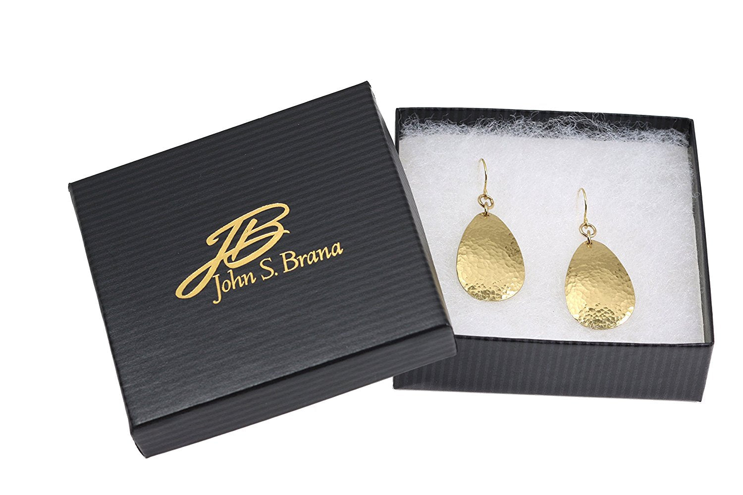 Hammered Tear Drop 14K Gold Plated Brass Earrings for Women - Boho Chic Dangle Earrings for Party, Wedding & Everyday Wear