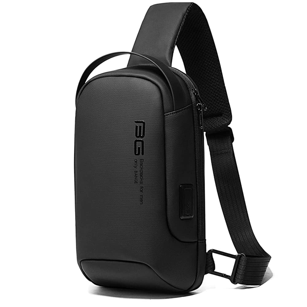 OZUKO Unisex Crossbody Sling Bag with USB Charging Port - Water-Resistant Shoulder Backpack for Men & Women - Perfect for Travel, Gym, Hiking & Daily Commute (Black)