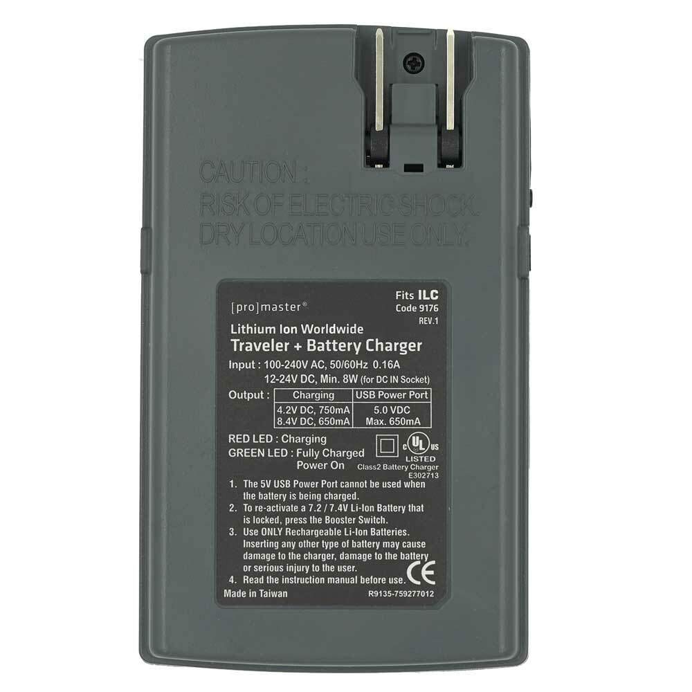 ProMaster Traveler + Charger for Sony, Canon, Nikon & Fujifilm DSLR Camera Batteries - Dual USB Port Fast Charging (Model 9176) - Perfect for Travel Photography & Professional Shoots