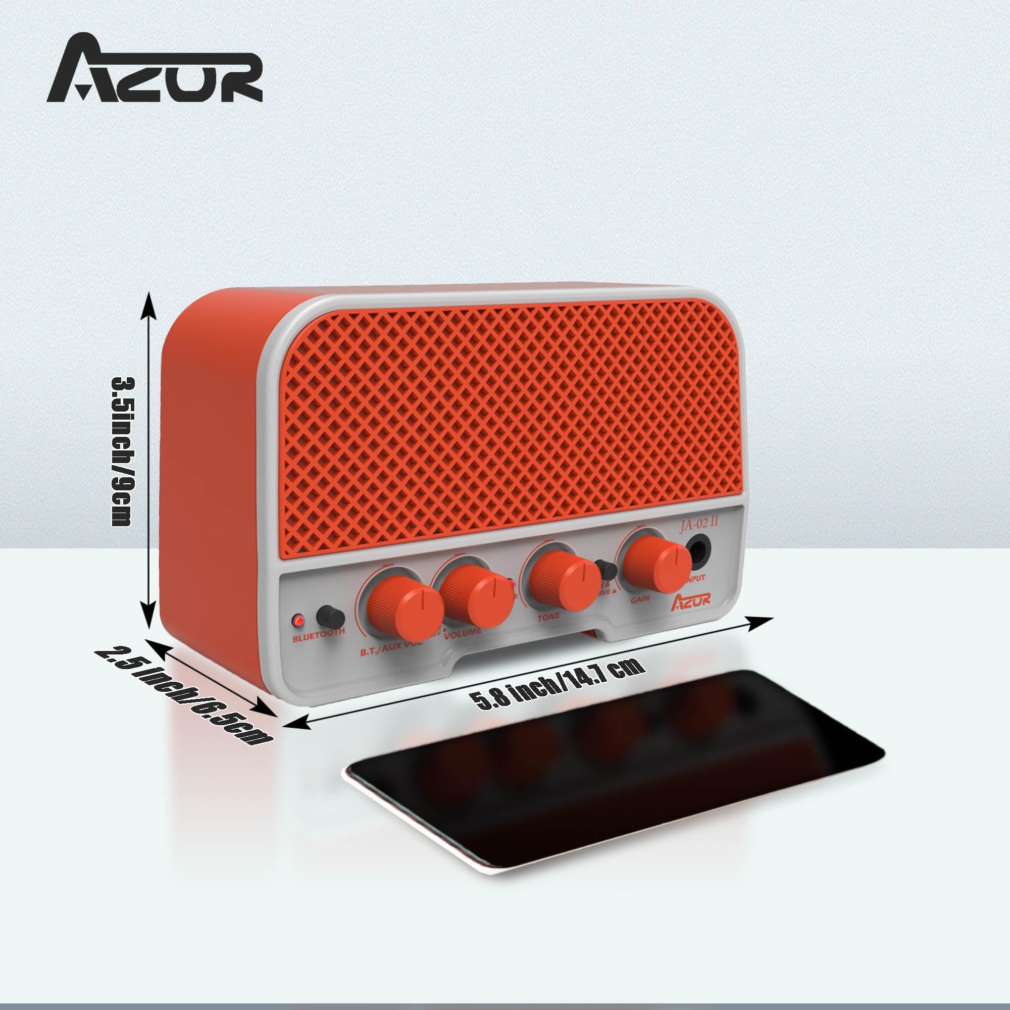 AZOR Mini 5W Portable Electric Guitar Amplifier - Wireless Small Guitar Amp with Clean & Overdrive Effects, Headphone Output | Perfect for Home Practice, Travel & Street Performances