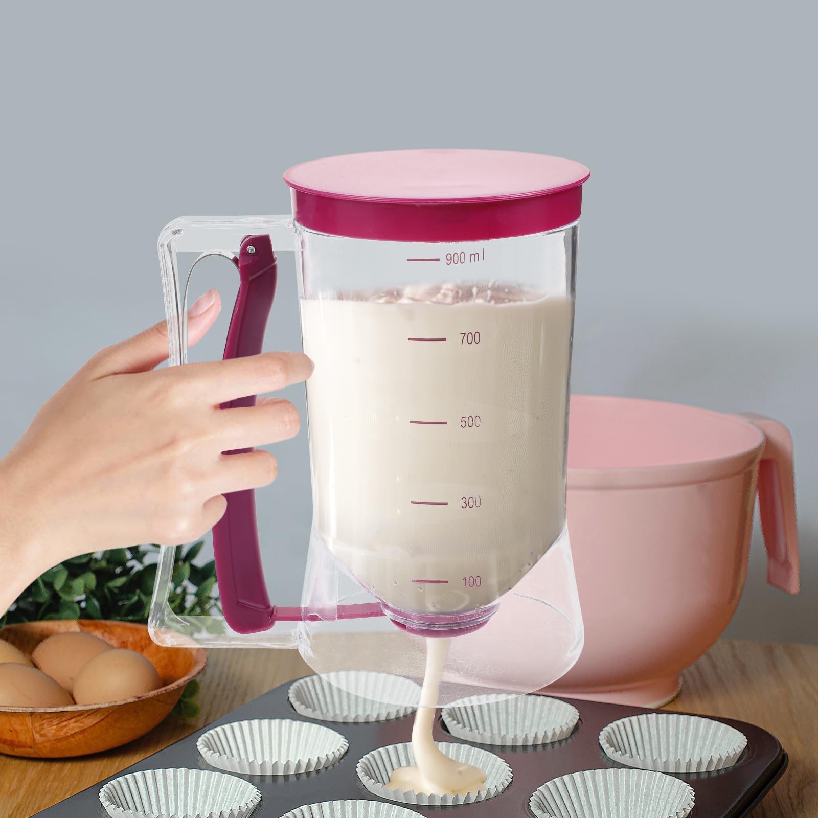 UPKOCH Pancake Dispenser with Measuring Marks - Perfect for Baking Pancakes, Cupcakes, Waffles, Cakes & Muffins - Ideal for Breakfast, Brunch, Kids Parties & Holiday Baking