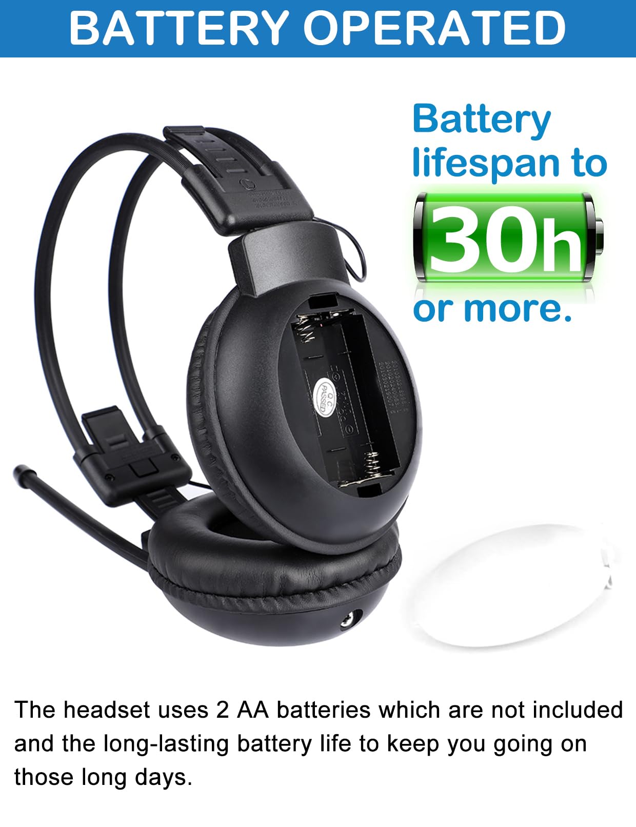 ZHIWHIS FM Portable Radio with LCD Display - Stereo Over-Ear Foldable Headphones, Wireless/Wired Walkman for Walking, Running, and Conference Use - Operated by 2 AA Batteries (Model ZWS-308) | Perfect for Outdoor Activities, Commuting, and Office Meetings