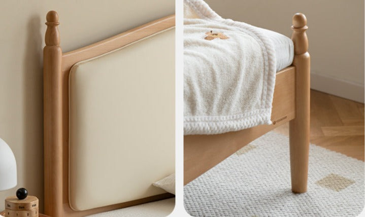 Solid Wood Princess Bed - Beech & Oak Wooden Toddler Bed for Girls - Perfect for Kids' Bedrooms, Nursery, and Playroom Decor