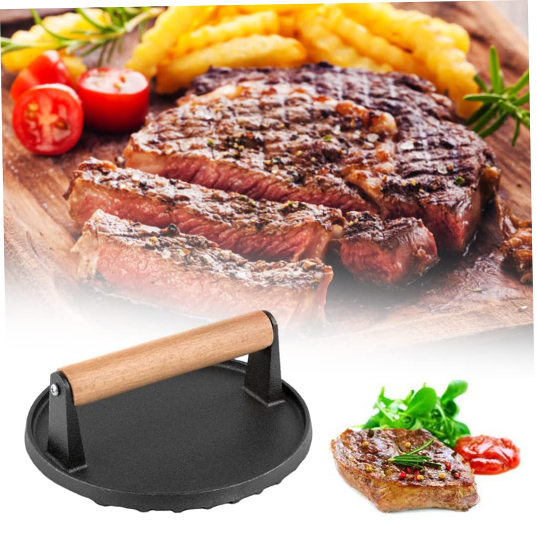 Heavy Duty Round Iron Smash Burger Press - Perfect for Grilling, Smashing Steak, Bacon & Burgers - Ideal for BBQ, Backyard Cookouts & Restaurant Use