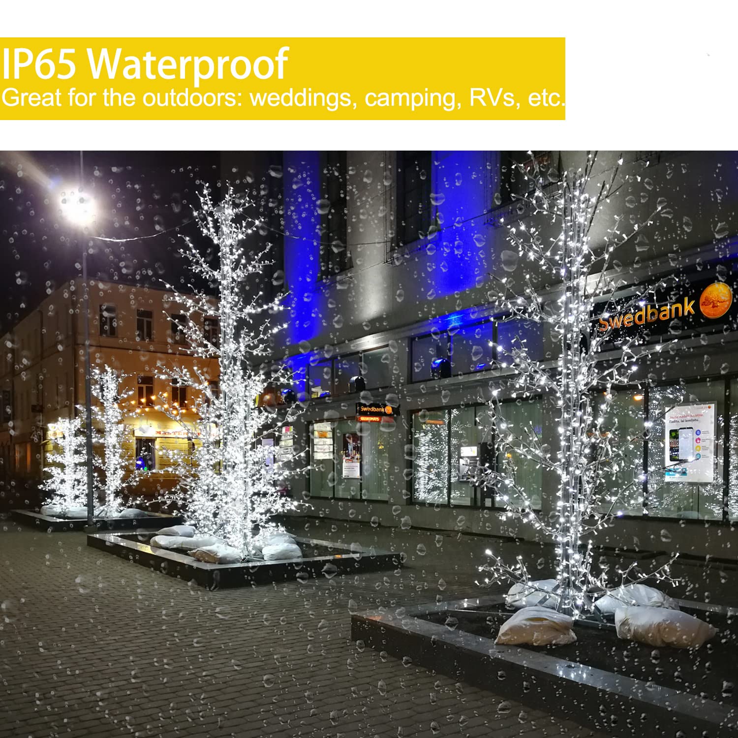 42ft LED String Lights Battery Operated - 120 Cool White Waterproof Fairy Lights with Timer & 8 Modes | Outdoor & Indoor Decor for Bedroom, Garden, Party, Christmas Tree (IP65 Rated) - Perfect for Wedding, Patio, Backyard and Holiday Decorations