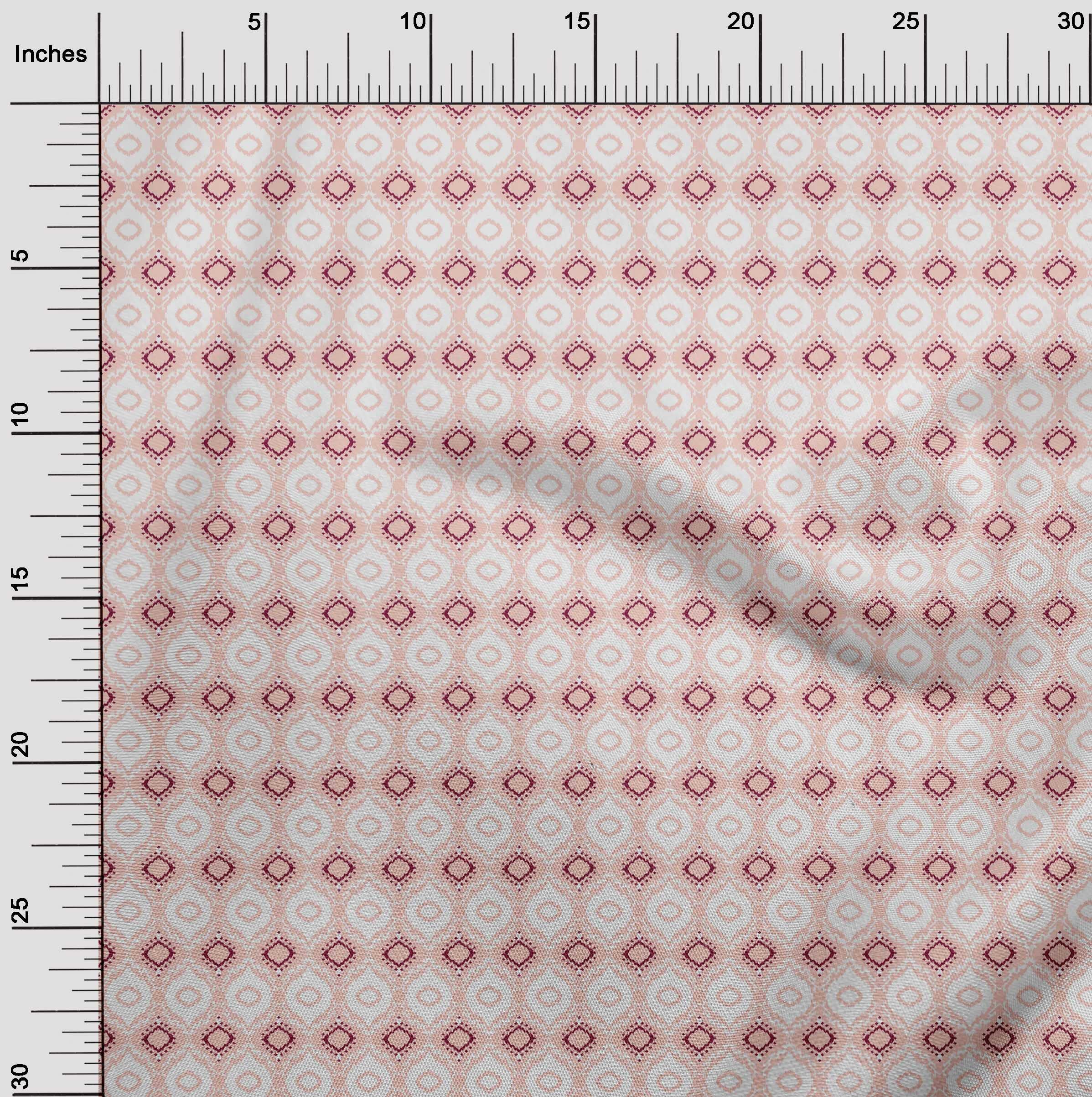 oneOone Georgette Viscose Pink Salmon Fabric - 42 Inch Wide Ikat Print Dress Material by The Yard | Perfect for Asian-Inspired Dresses, Scarves & Home Decor