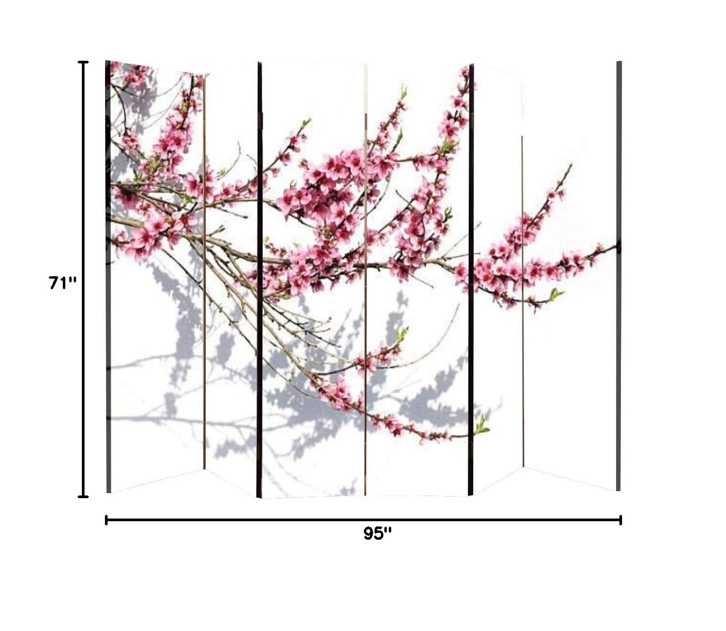 Large Wooden Room Divider with Blooming Tree Design - 6-Panel Folding Privacy Screen, Dual-Sided Canvas Partition for Home & Office - Perfect for Living Room, Bedroom, or Studio Space Divider