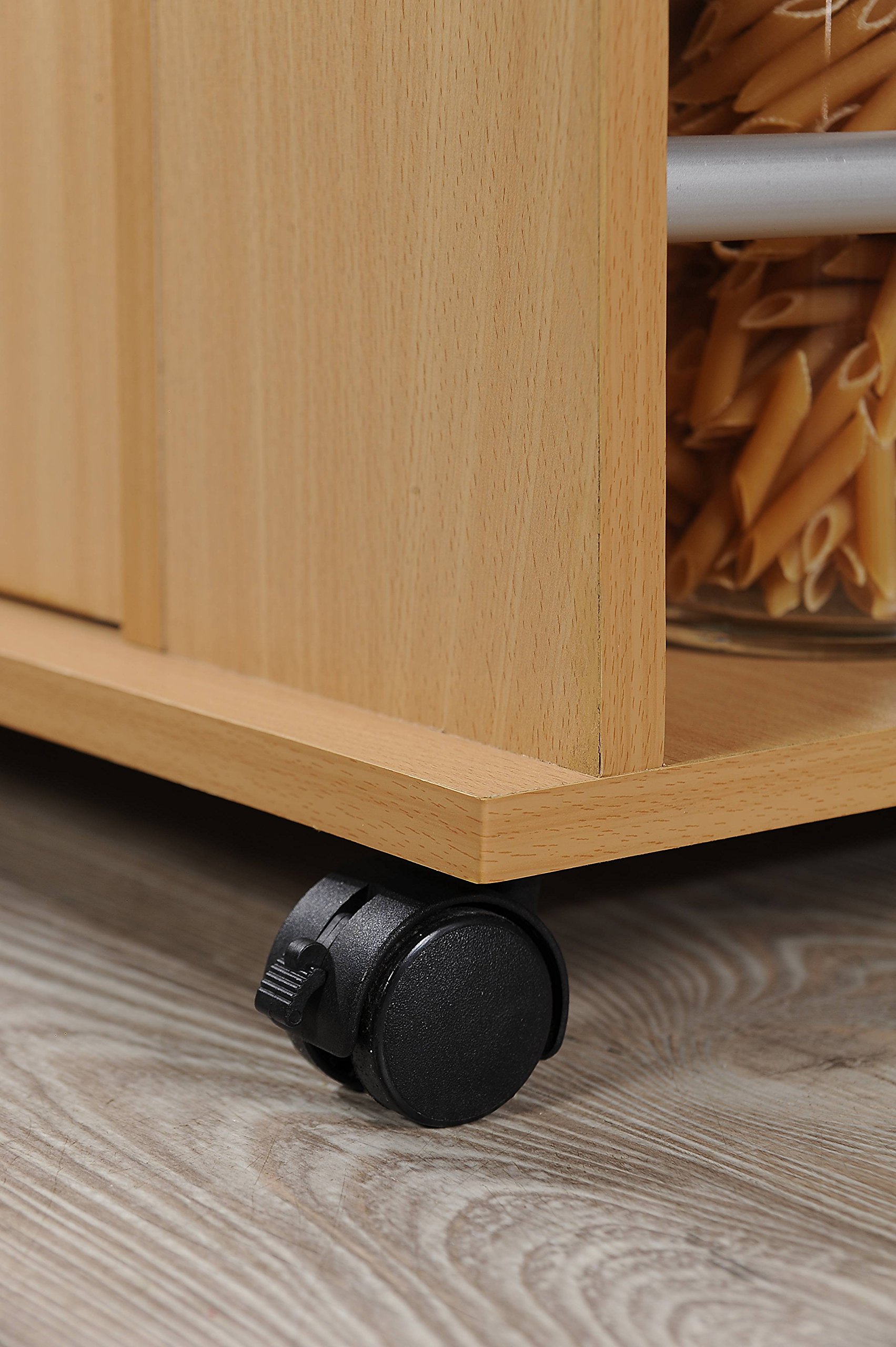 Hodedah Import Kitchen Island with Spice Rack & Towel Rack - Solid Beech Wood Countertop Cart for Small Spaces - Perfect for Cooking, Baking & Extra Storage in Compact Kitchens