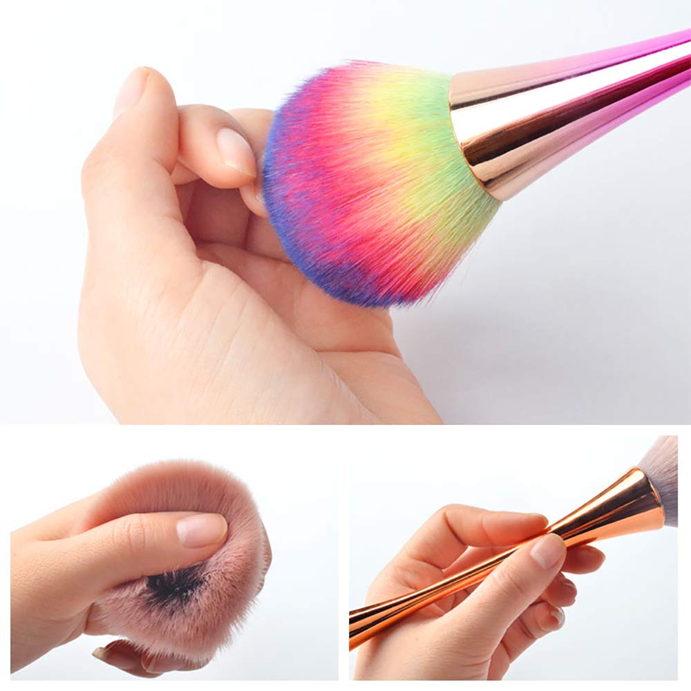 2 Pack SILPECWEE Nail Art Brushes - Professional Acrylic Nail Dust Cleanup Brush Set for Manicure, Nail Powder Removal & Makeup Application | Perfect for Salon, Home Nail Care & DIY Nail Art