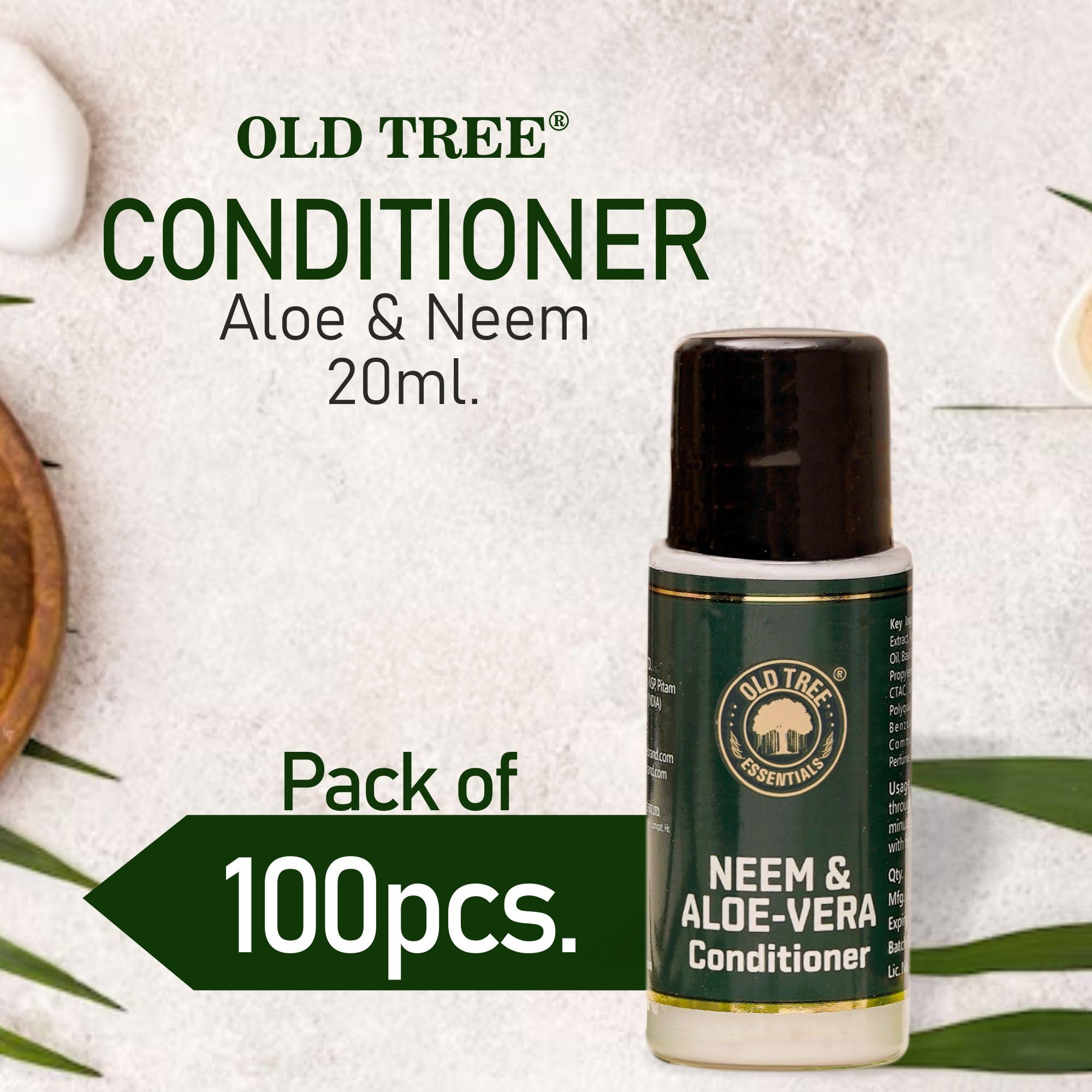 Neem & Aloe Vera Hair Conditioner Kit - Travel Size 20ml (Pack of 100) | Hotel Amenities, Guest House & Hospitality Supplies for Spa, Salon & Wedding Venues