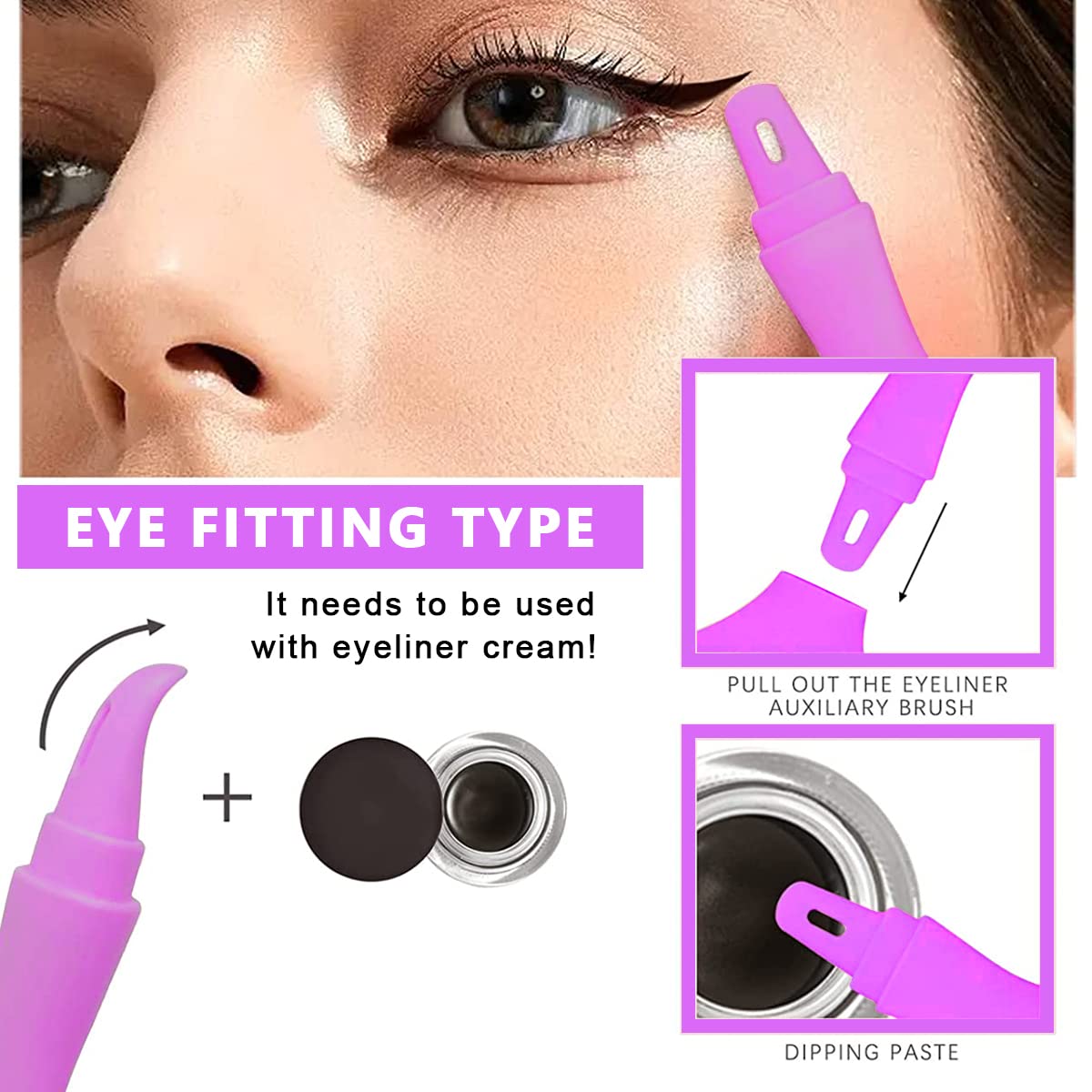 MAYCREATE® 3-in-1 Silicone Mascara Shield & Eyeliner Applicator - Reusable Detachable Eyelash Guard for Perfect Makeup Application | Ideal for Home, Travel & Professional Makeup Artists