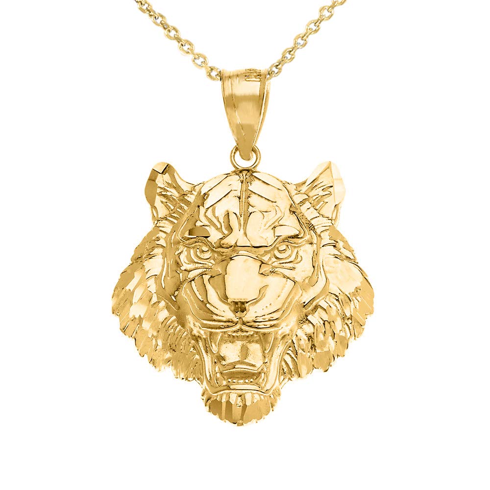 10k Gold Roaring Tiger Head Charm Pendant Necklace for Men & Women - Small Tiger Jewelry Gift for Birthday, Anniversary & Special Occasions - Perfect for Casual Wear, Parties & Fashion Accessories