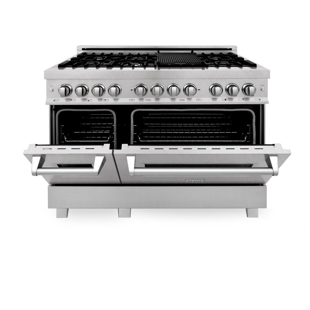 ZLINE 48-Inch Professional Kitchen Package - Stainless Steel Dual Fuel Range, Ducted Range Hood & Tall Tub Dishwasher Set for Modern Home Cooking & Entertaining