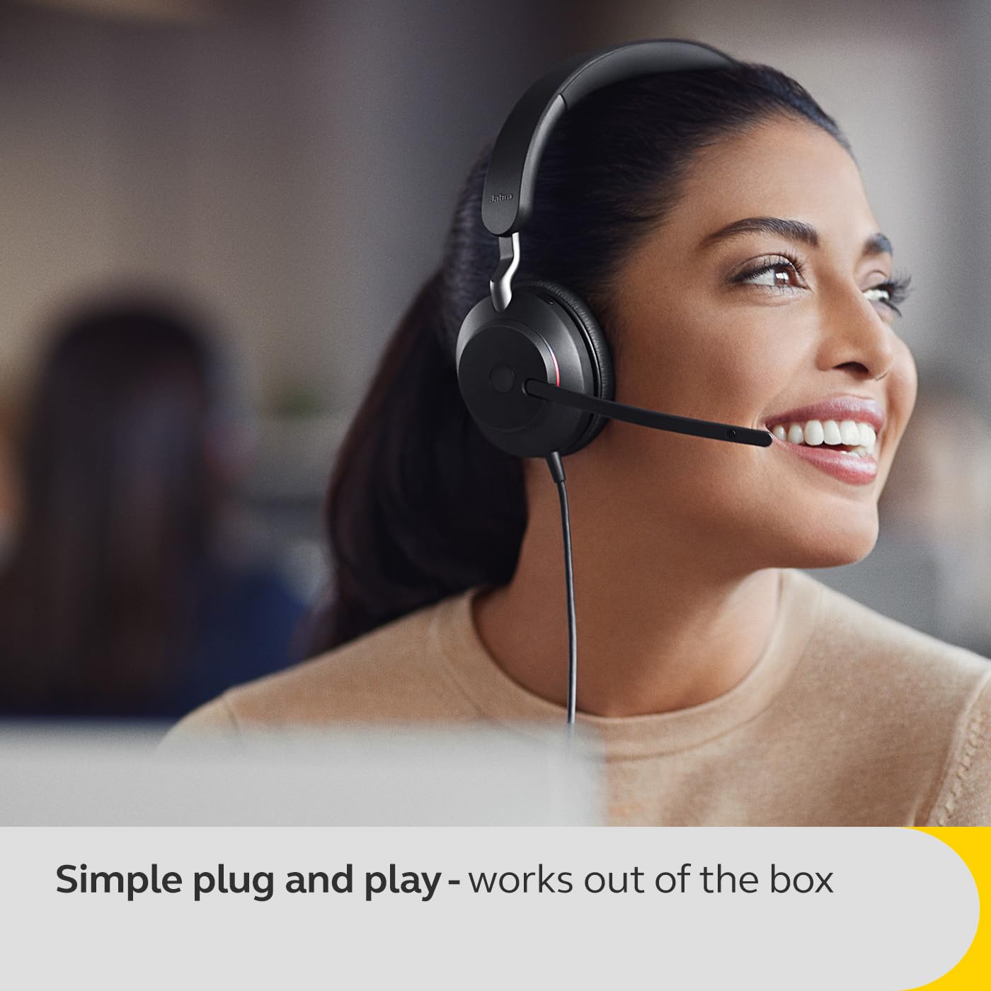 Jabra Evolve2 40 SE Wired Mono Headset with Active Noise Cancellation & 3-Mic Call Technology - USB-C Connectivity for Zoom, Google Meet, Microsoft Teams & UC Platforms - Black - Perfect for Home Office, Remote Work & Call Centers