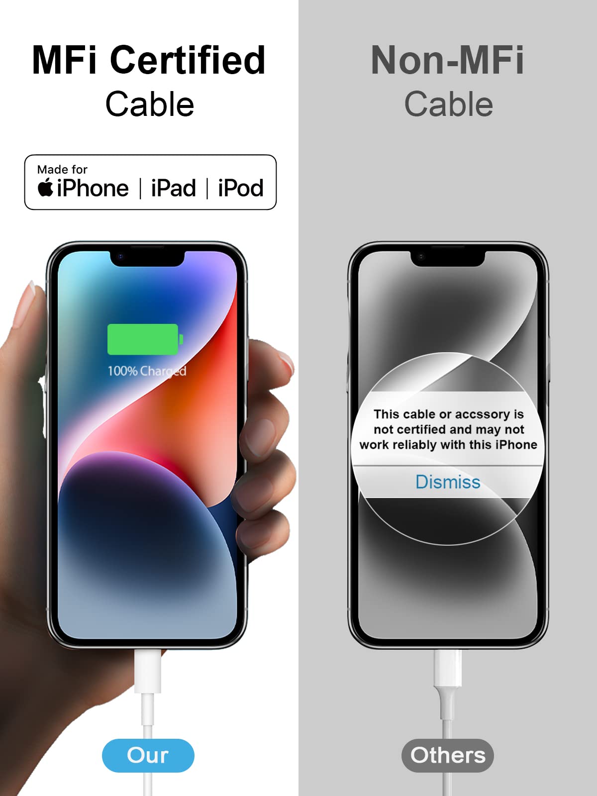 10FT iPhone Charger - Fast Charging Cable with 20W USB C Power Adapter for iPhone 14/13/12/11/Xs Max/XR - Durable Long Cord for Home, Office & Travel