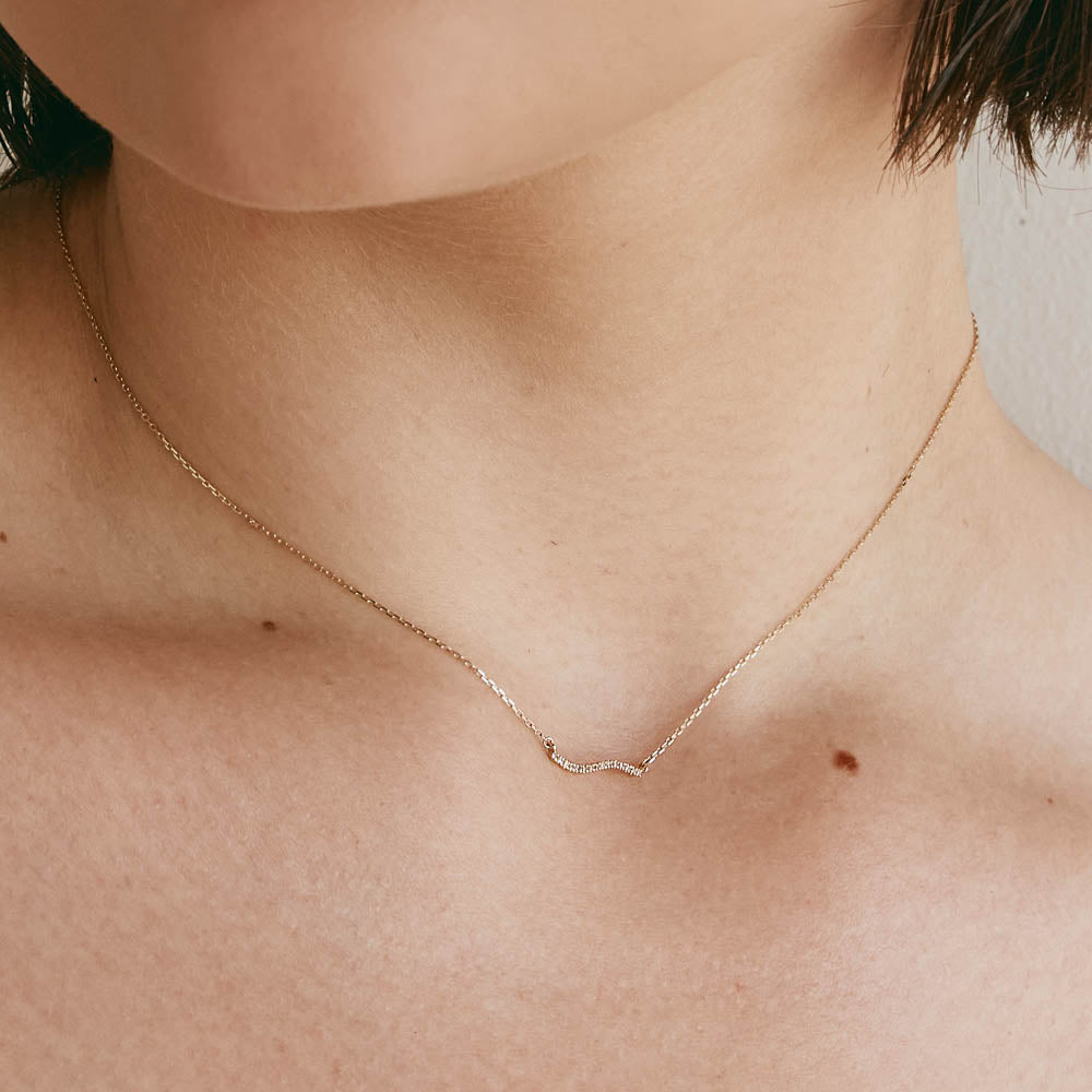 10k Gold Diamond Wave Necklace - Elegant Fine Jewelry for Women, Perfect for Weddings, Anniversaries & Special Occasions