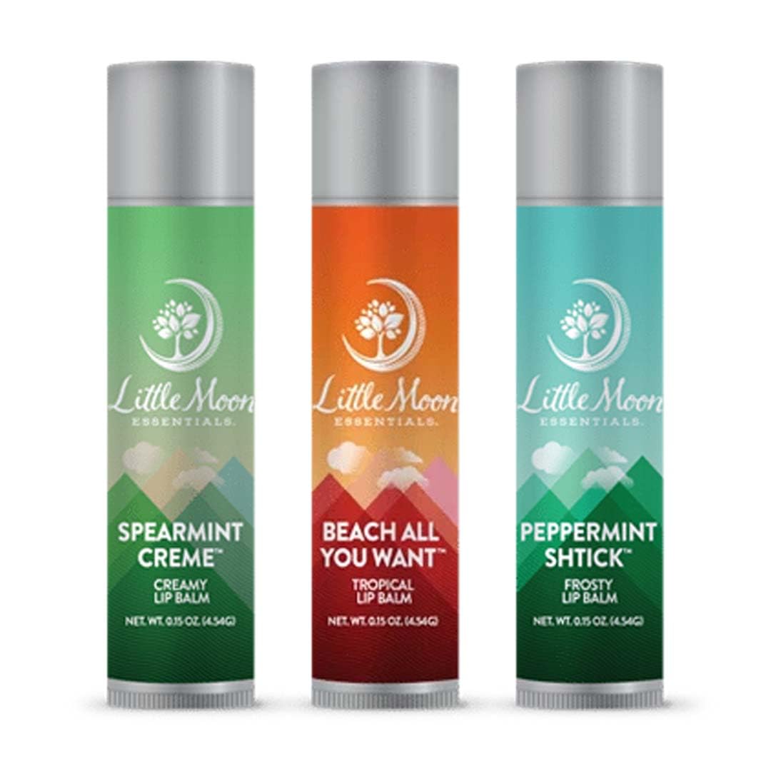 Little Moon Essentials Lip Balm Variety Pack (3 Pack) - Moisturizing & Nourishing Lip Care for Dry, Chapped Lips - Perfect for Daily Use, Travel & Gifts