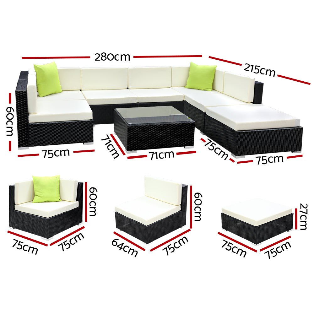 8-Piece Outdoor Wicker Sofa Set - 7-Seater Patio Furniture for Garden, Poolside & Backyard Relaxation