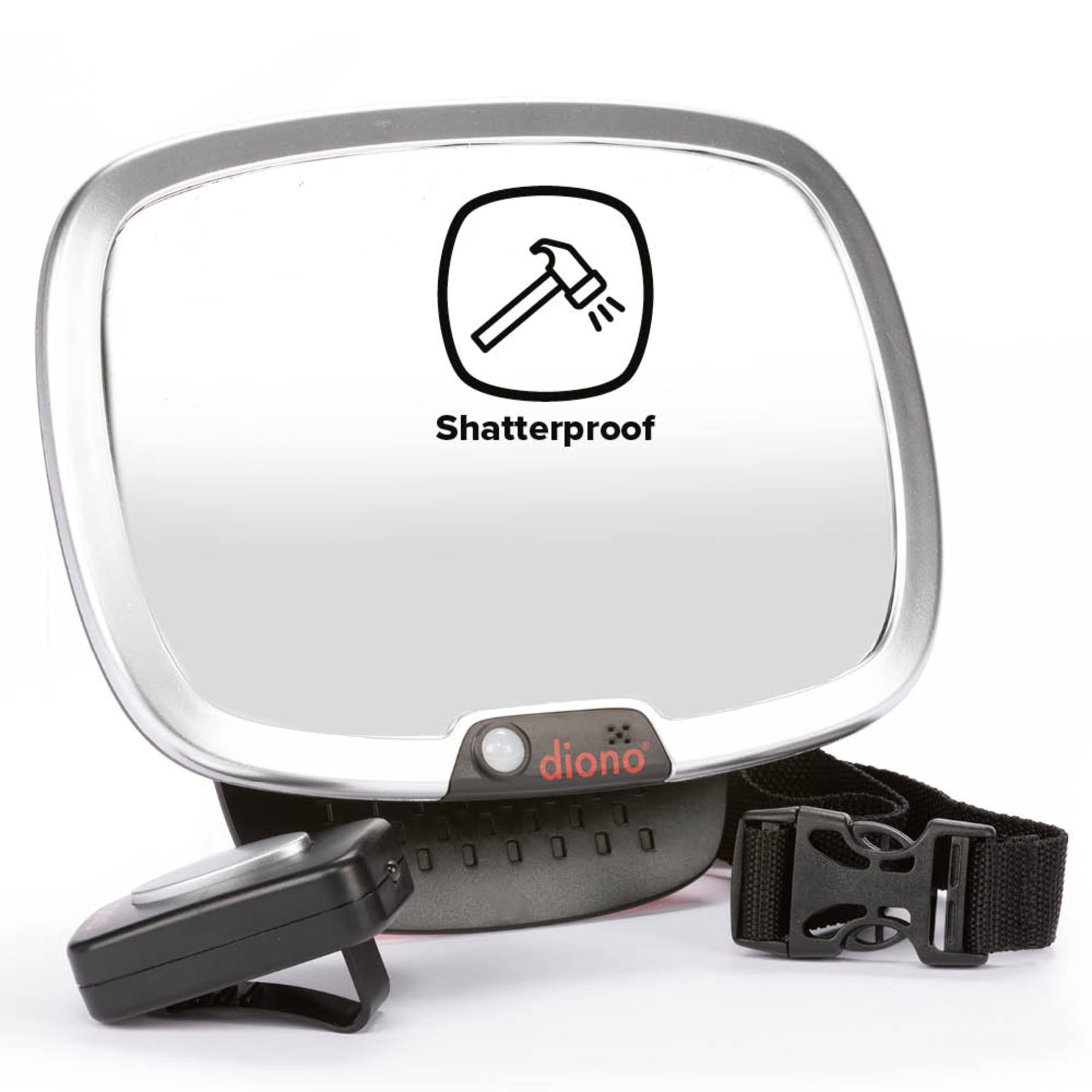 Diono Easy View Plus Baby Car Mirror with LED Light - 360° Rotating Safety Car Seat Mirror for Rear Facing Infants | Shatterproof & Crash Tested | Wide Crystal Clear View for Night Driving | Perfect for Road Trips & Daily Commutes with Baby