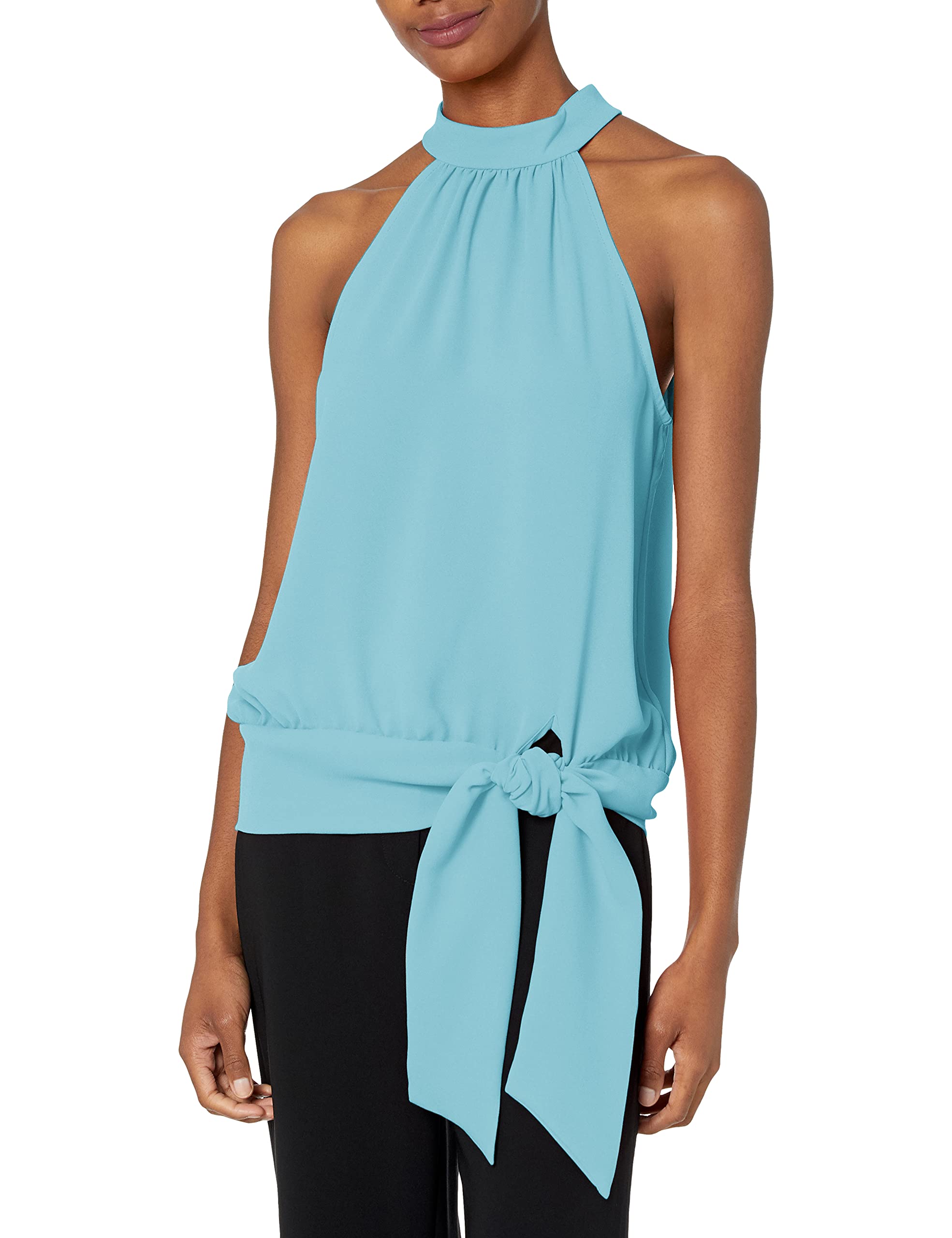 Trina Turk Women's Halter Top with Bow Hem - Stylish Summer Blouse for Beach, Pool & Casual Outings