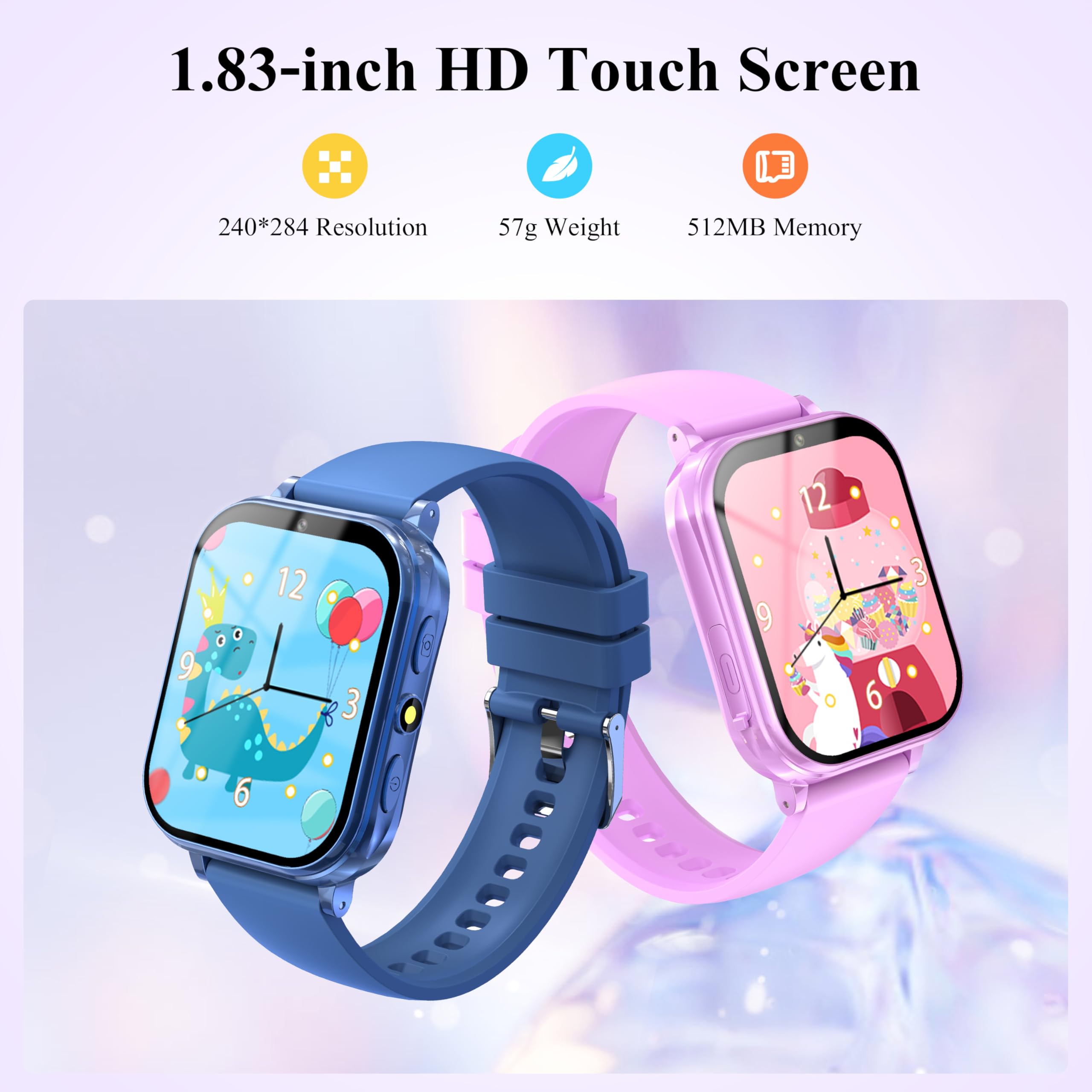 KALINCO Kids Smart Watch for Boys & Girls Age 5-12 - GPS Tracker, Camera, Games, Pedometer, Music Player, Alarm Clock, Audio Stories & Flashlight - No Phone Needed Smartwatch for Outdoor Play, School & Birthday Gifts