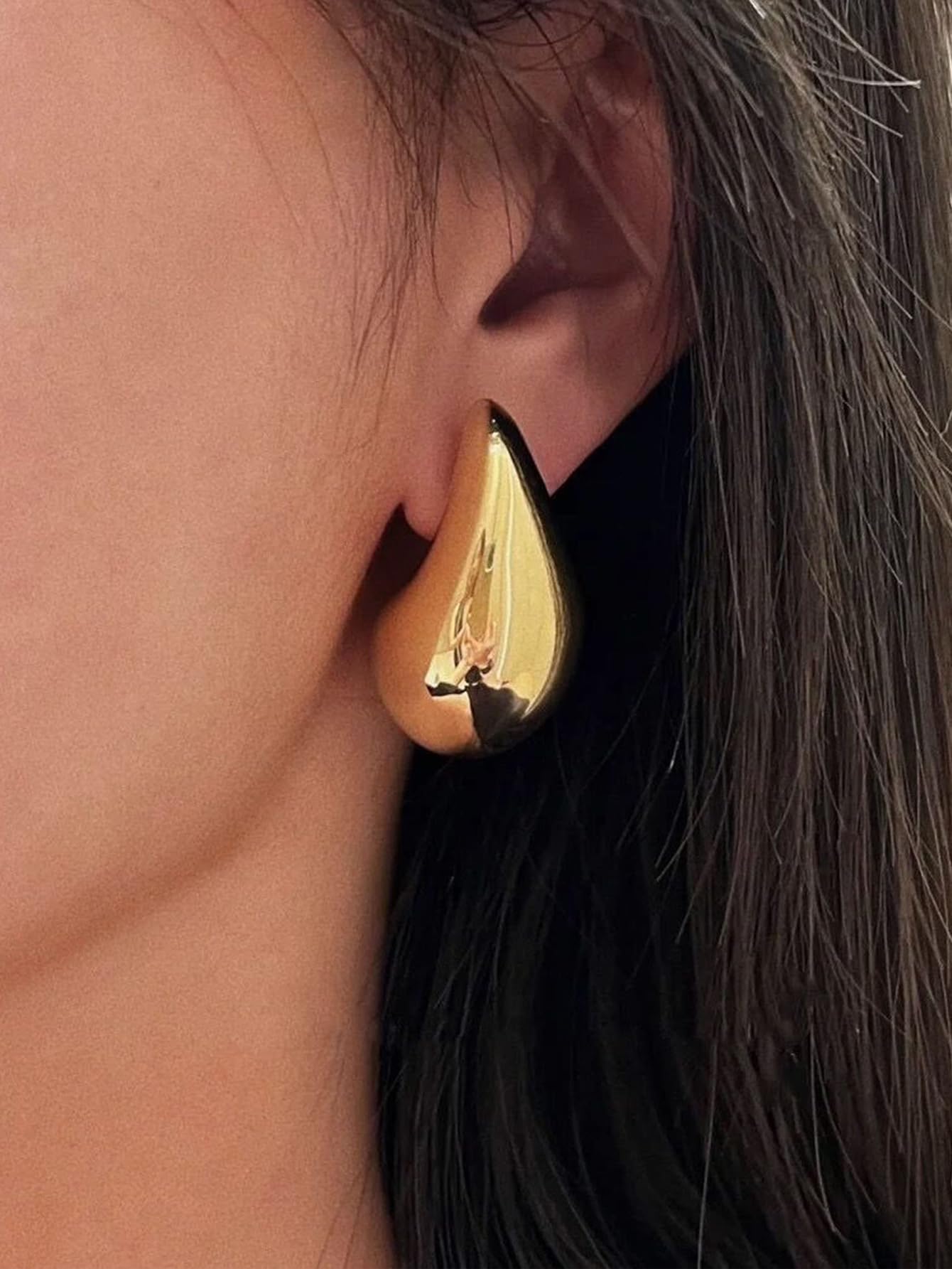 SLOONG Chunky Gold Teardrop Dangle Earrings for Women - 18K Gold Plated Lightweight Hypoallergenic Jewelry with 925 Sterling Silver Earring Needles | Perfect for Parties, Weddings & Everyday Wear