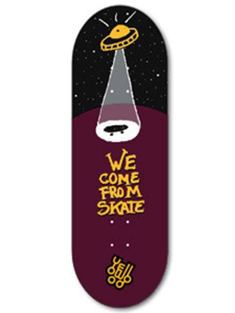 Yellowood Fingerboard Deck Space - Professional Mini Skateboard for Finger Tricks & Stunts - Perfect for Skateboarding Enthusiasts & Collectors - Great for Indoor Practice, Office Fun & Stress Relief