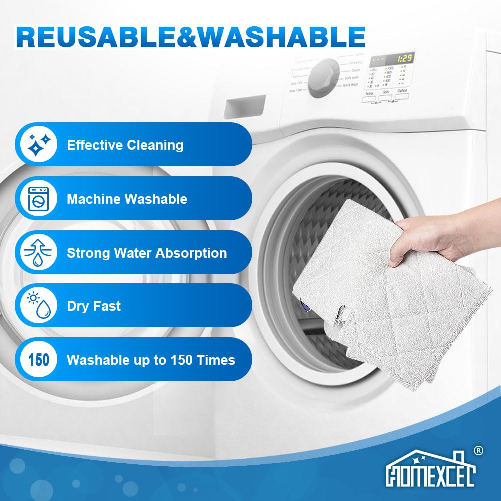 HOMEXCEL Reusable Washable Microfiber Steam Mop Pads for Shark S3500 Series (S3501/S3550/S3901/SE450/S3801CO/S3601D/S2901/S2902) - 2 Pack - Perfect for Hardwood Floors, Tile & Laminate Cleaning