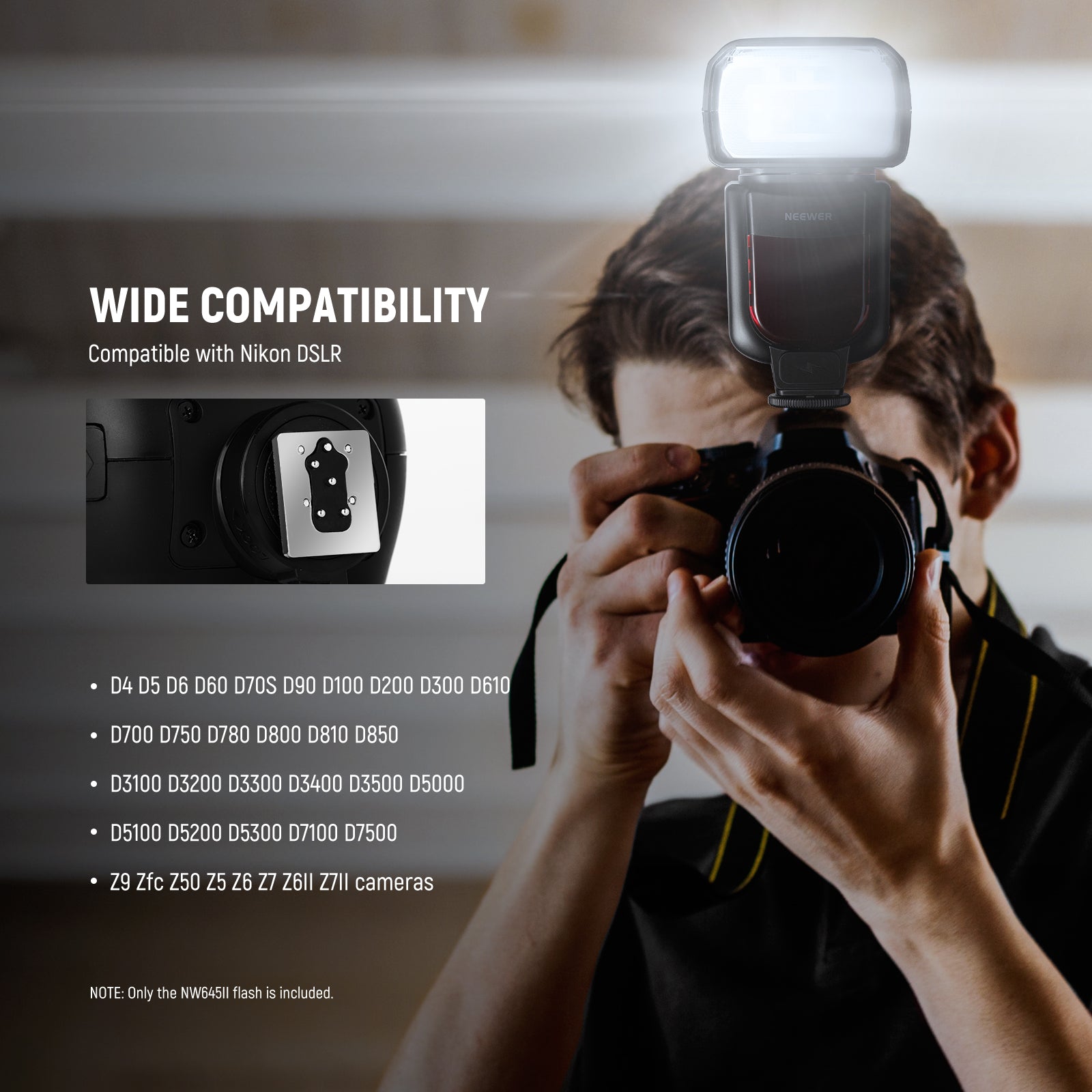 NEEWER NW645II N TTL Flash Speedlite for Nikon DSLR Cameras - Upgraded Compatible with Nikon D750 D850 D500 D7500 D7200 & More - Perfect for Wedding, Portrait, and Event Photography