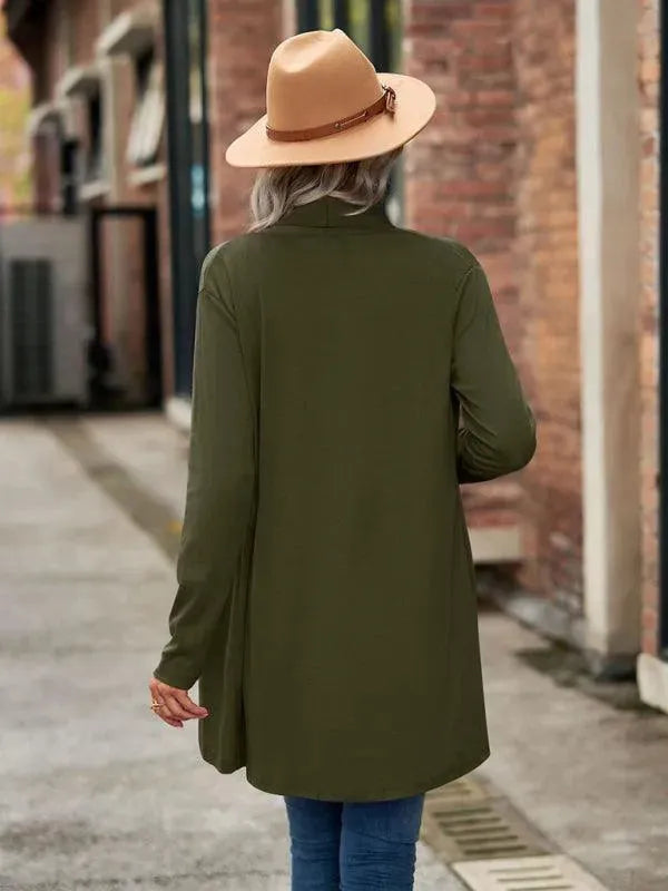 Women's Solid Color Loose Fit Cardigan Sweater - Lightweight Knit Open Front Long Sleeve Cover Up for Casual Wear, Office, and Layering