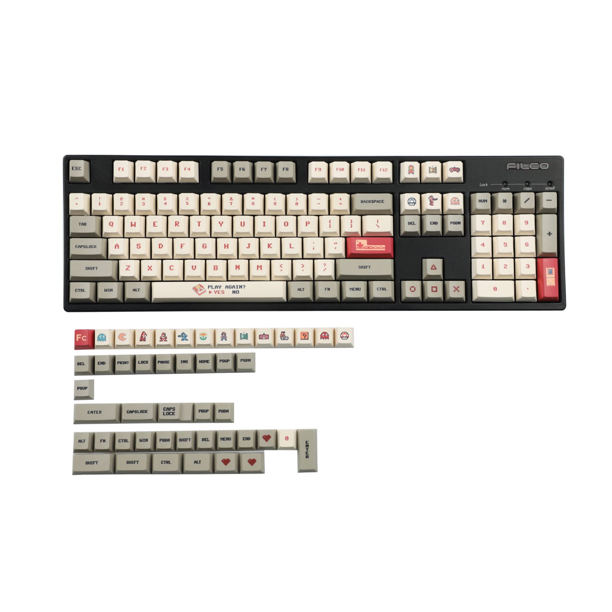 Cherry Profile PBT Dye-Sublimation Keycap Set - 151 Keys for MX Mechanical Keyboards (GMMK, Filco, GK61, KBD75, TKL) - Retro Gameboy Style for Gaming & Typing