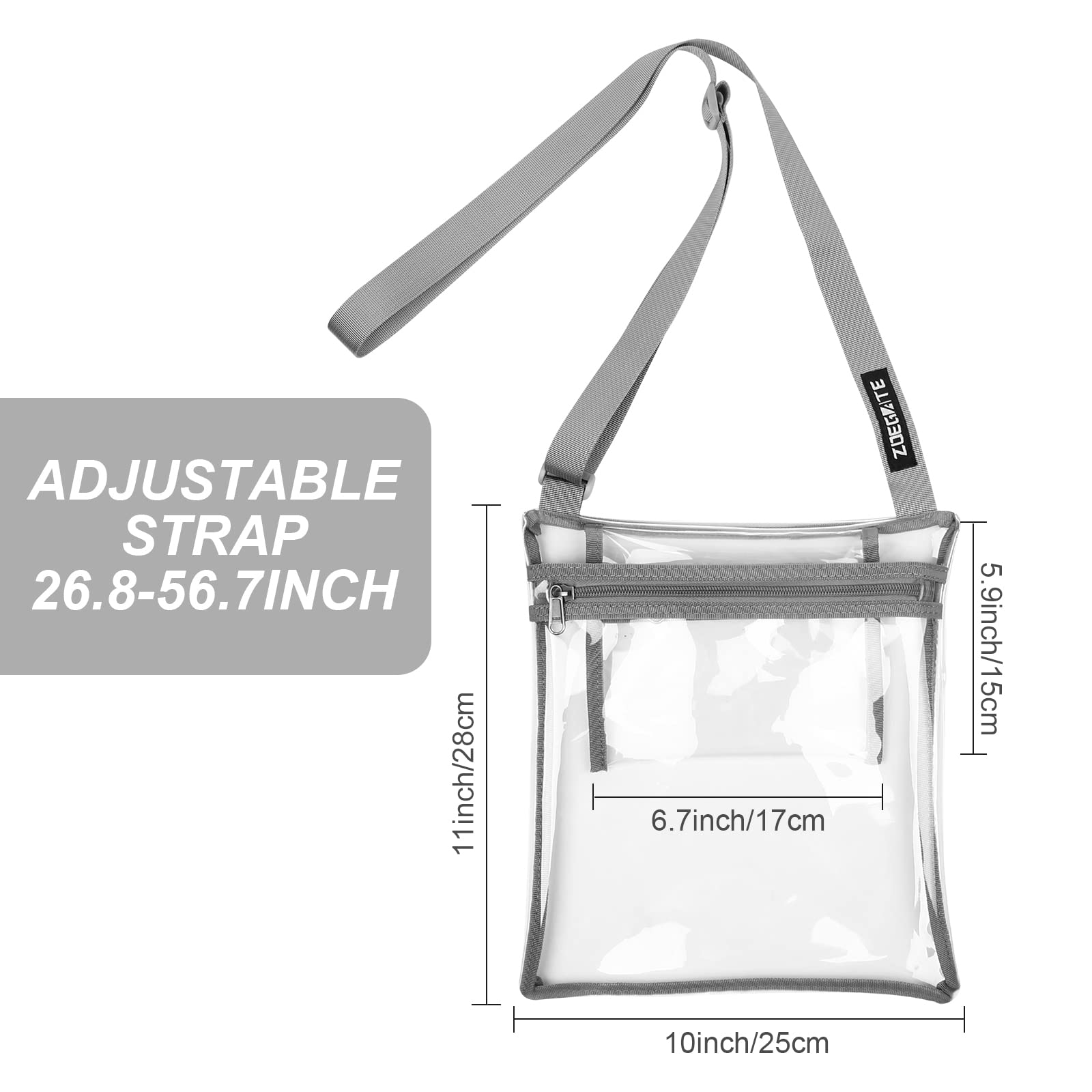 Stadium Approved Clear Crossbody Purse - Transparent Shoulder Bag with Inner Pocket & 5 Fun Stickers | Perfect for Concerts, Festivals, Sports Events & Airport Security
