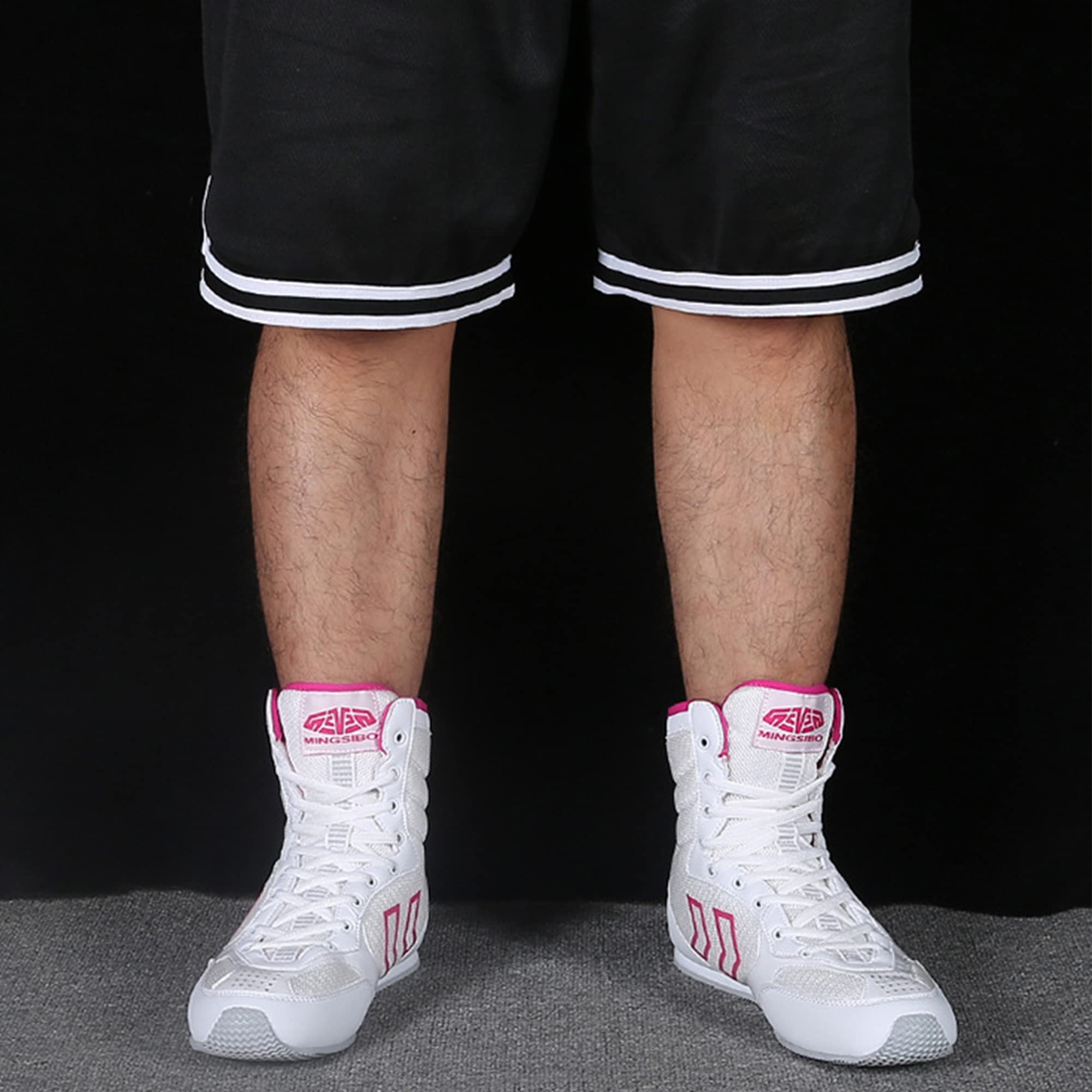 CHENPENG Men's Wrestling Boxing Shoes - Non-Slip Breathable Fighting Speed Boots for Squat Training & Gym Workouts - White Size 8.5 | Perfect for MMA, Boxing Practice & Weightlifting