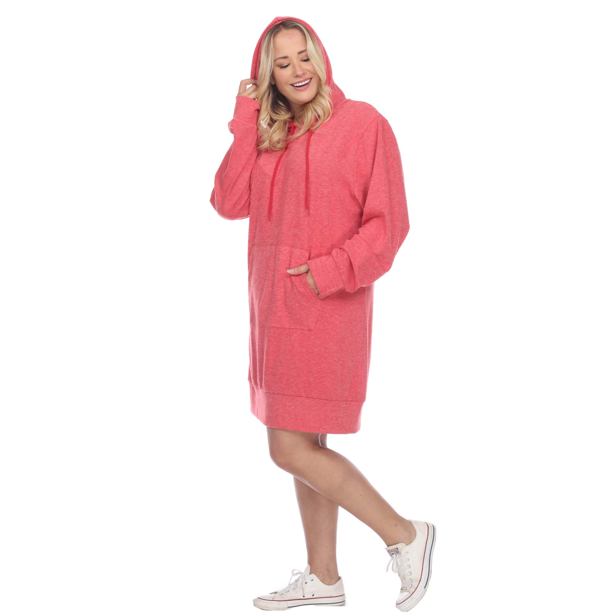 White Mark Plus Size Hoodie Sweatshirt Dress for Women - Cozy Oversized Pullover Hoodie Dress for Casual Wear, Lounge & Street Style