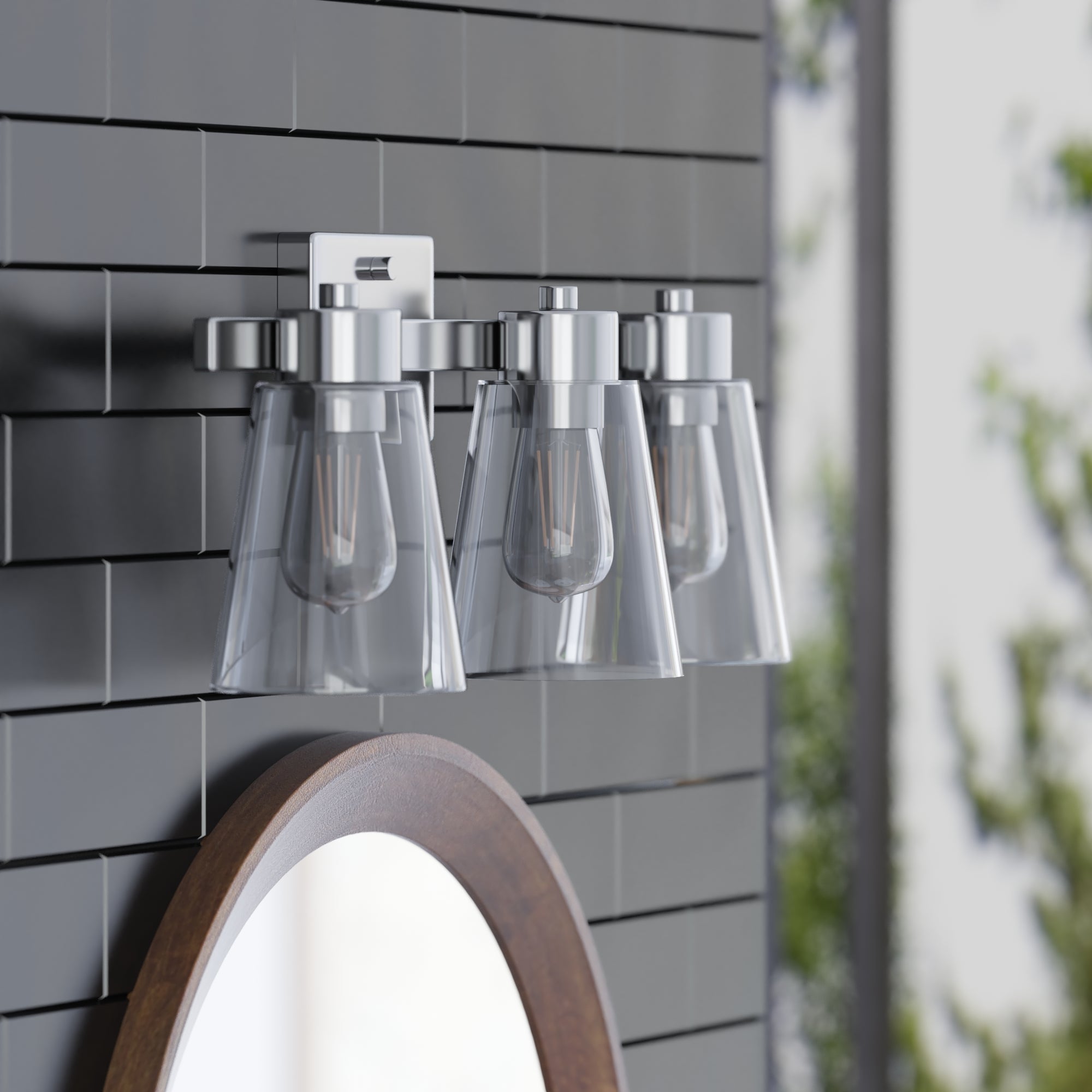 Fairendale 3-Light Brushed Nickel Vanity Light with Clear Glass Shades - Perfect for Bathroom, Bedroom, and Dressing Room Lighting