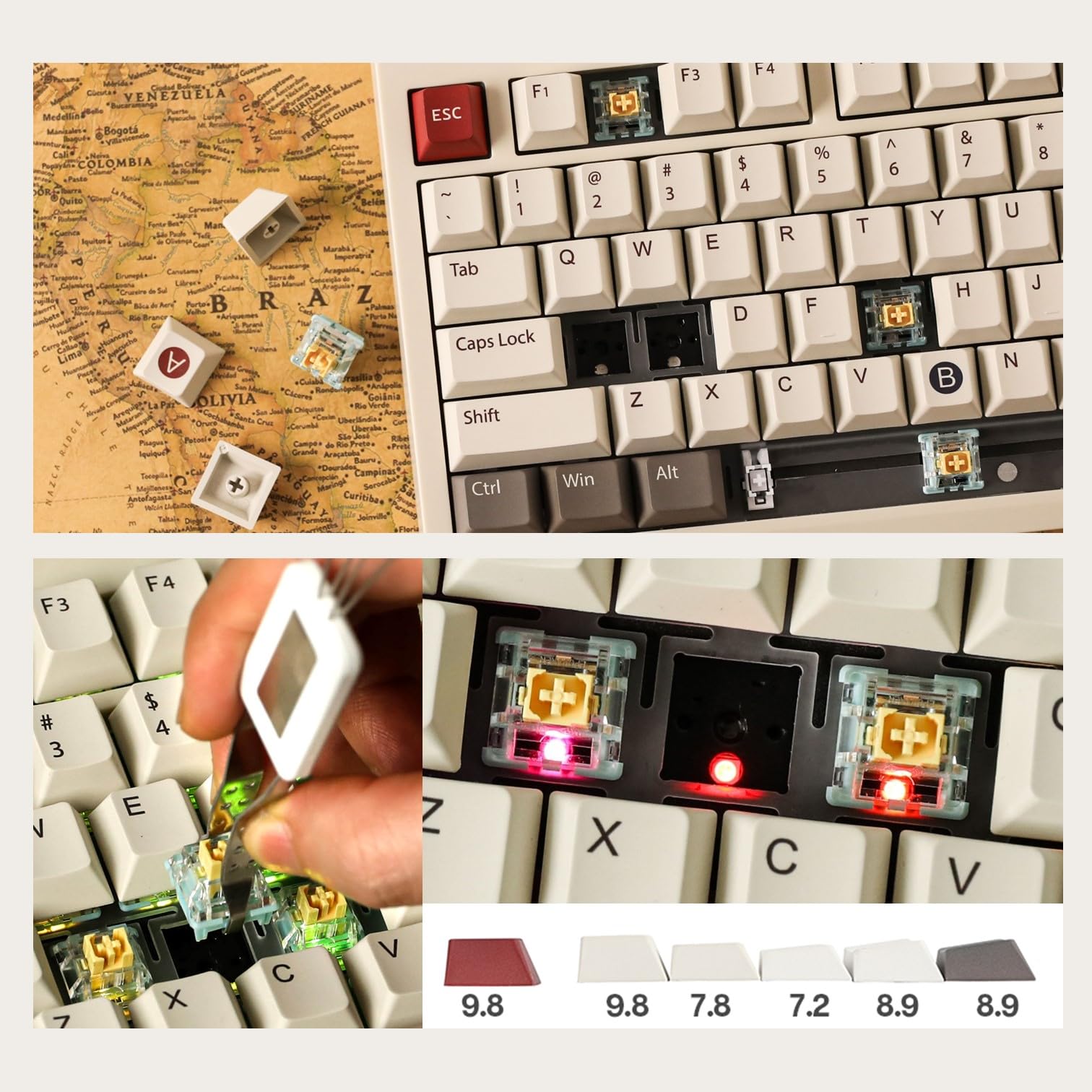 EPOMAKER TH80 PRO V2 Wireless Mechanical Gaming Keyboard - 75% Compact Layout, RGB Backlit, Programmable via VIA, Hot-Swappable Budgerigar Switches, Bluetooth/2.4Ghz/USB-C Connectivity (Retro White) | Perfect for Esports, Office Work & Typing Enthusiasts