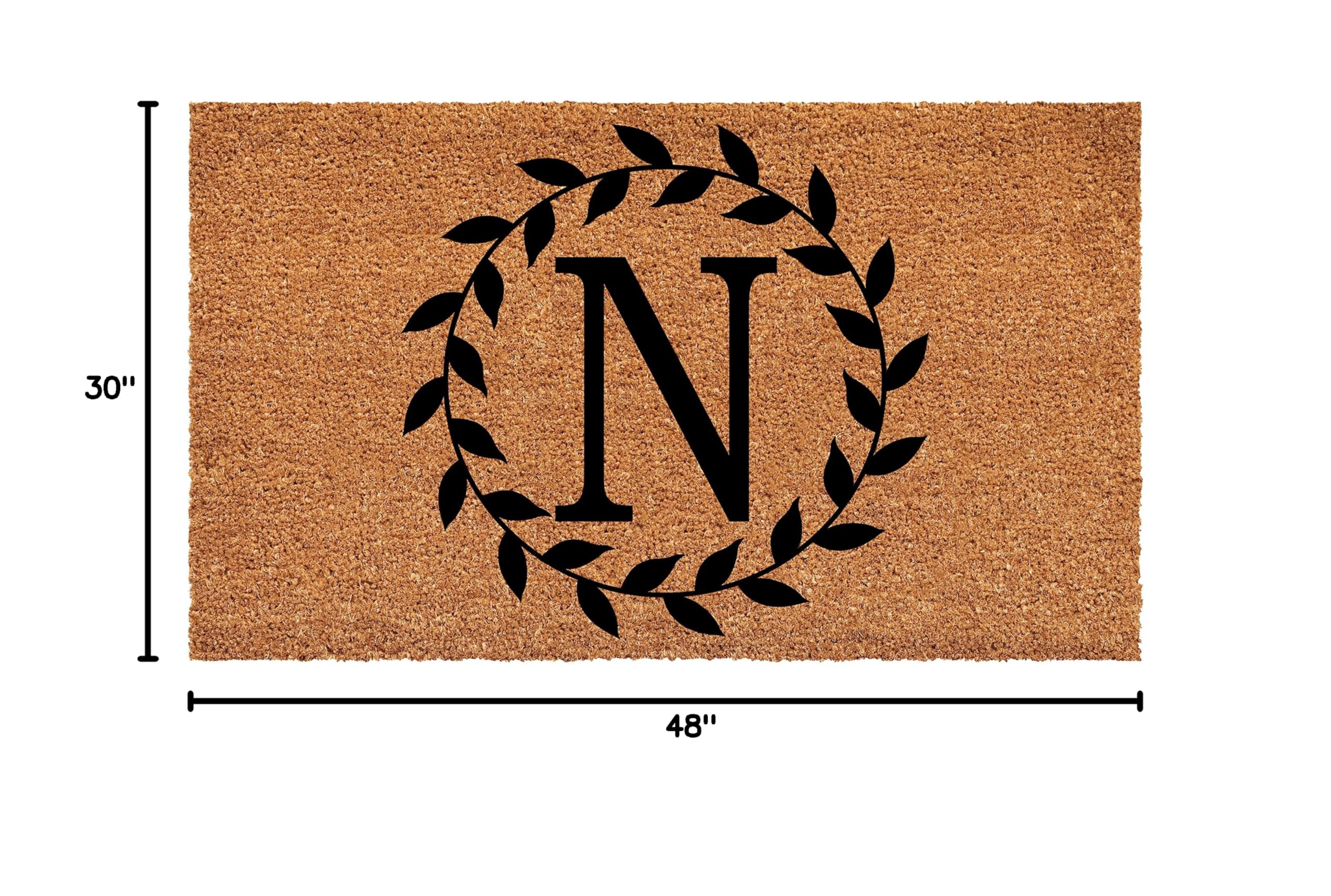 Calloway Mills Laurel Wreath Doormat - 30x48 Inch Monogrammed Welcome Mat with Letter N - Perfect for Front Door Entryway, Porch Decor & Holiday Home Decor