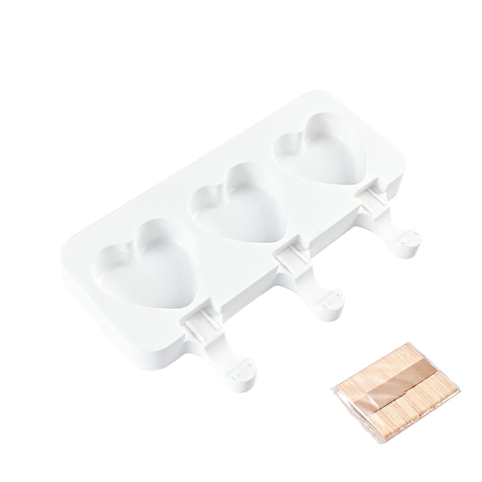 UXIYI Silicone Popsicle Molds - 3 Cavity Heart-Shaped Ice Cream Maker, Reusable Soft Baking Mold for DIY Homemade Ice Pops, Cakesicles & Frozen Treats (Perfect for Summer Parties, Kids Snacks & Dessert Making)