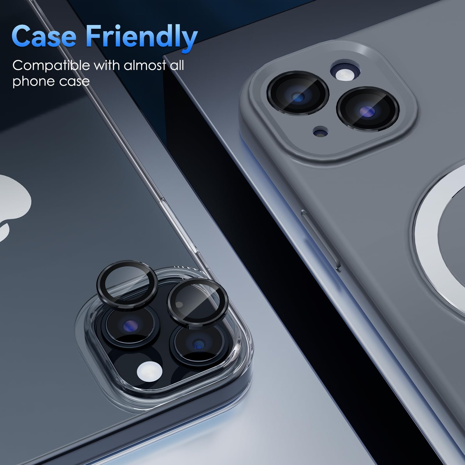 CloudValley iPhone 15 Plus/iPhone 15 Camera Lens Protector - Ultra HD Tempered Glass Cover with Metal Ring | Case Friendly | Scratch & Impact Protection | Perfect for Outdoor Photography & Travel