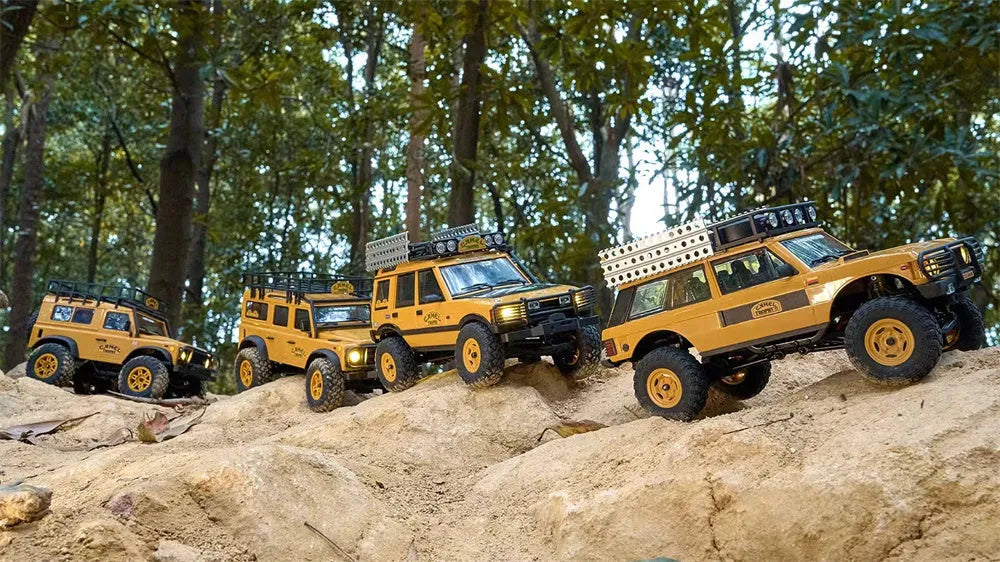 FMS FCX24M 1/24 Scale 4WD RC Rock Crawler Truck - Licensed Range Rover Camel Trophy Edition with LED Lights | 2.4G Remote Control Off-Road Vehicle for Indoor/Outdoor Crawling & Trail Adventures