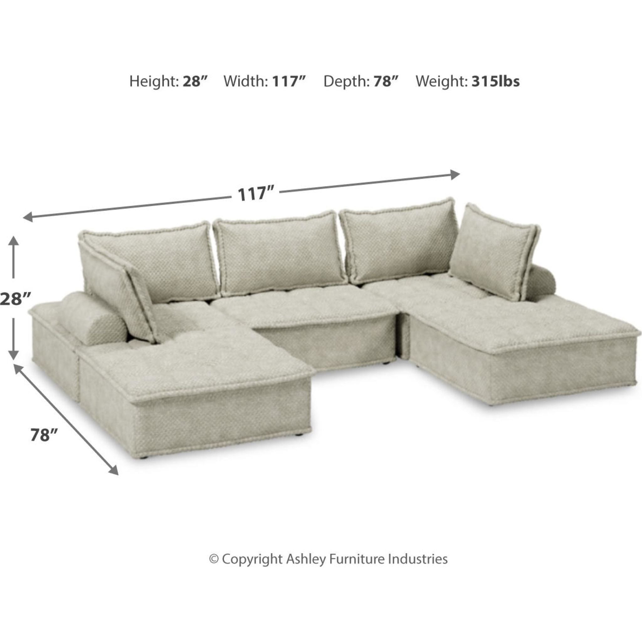 5-Piece Modular Sectional Sofa Set - Modern L-Shaped Couch with Reversible Chaise for Living Room, Family Room & Home Theater