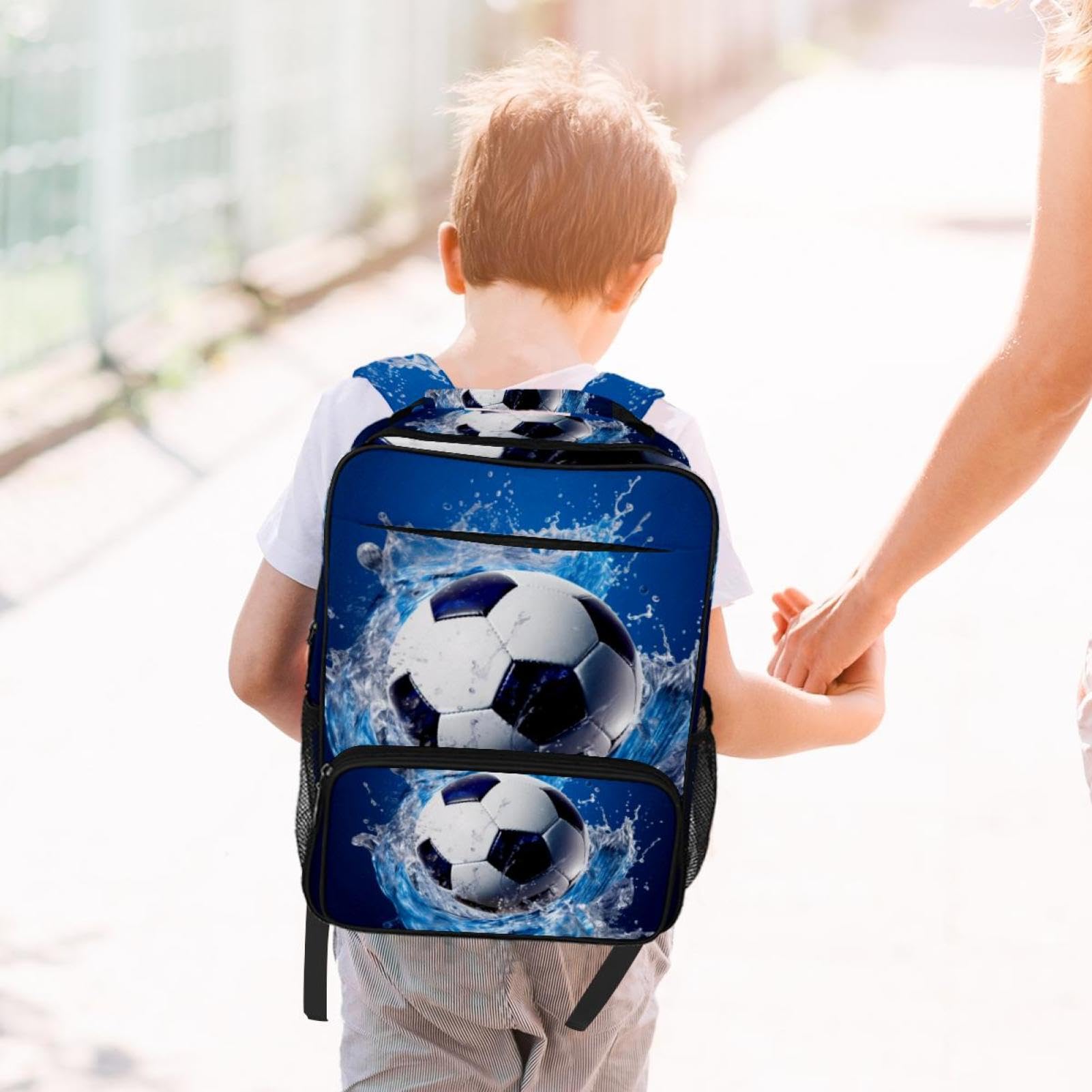 Stylish Travel Backpack for Women & Men - Durable Blue Ocean Design Waterproof Backpack for Hiking, Commuting & Football Games