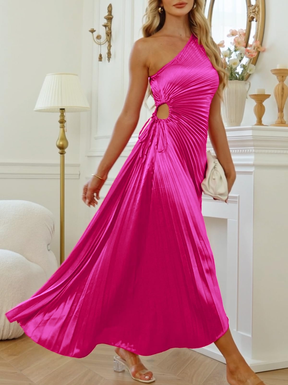Sexy One Shoulder Irregular Split Maxi Dress for Women - Elegant Cocktail Party & Evening Gown for Night Out, Date Night, Club Wear, and Special Occasions