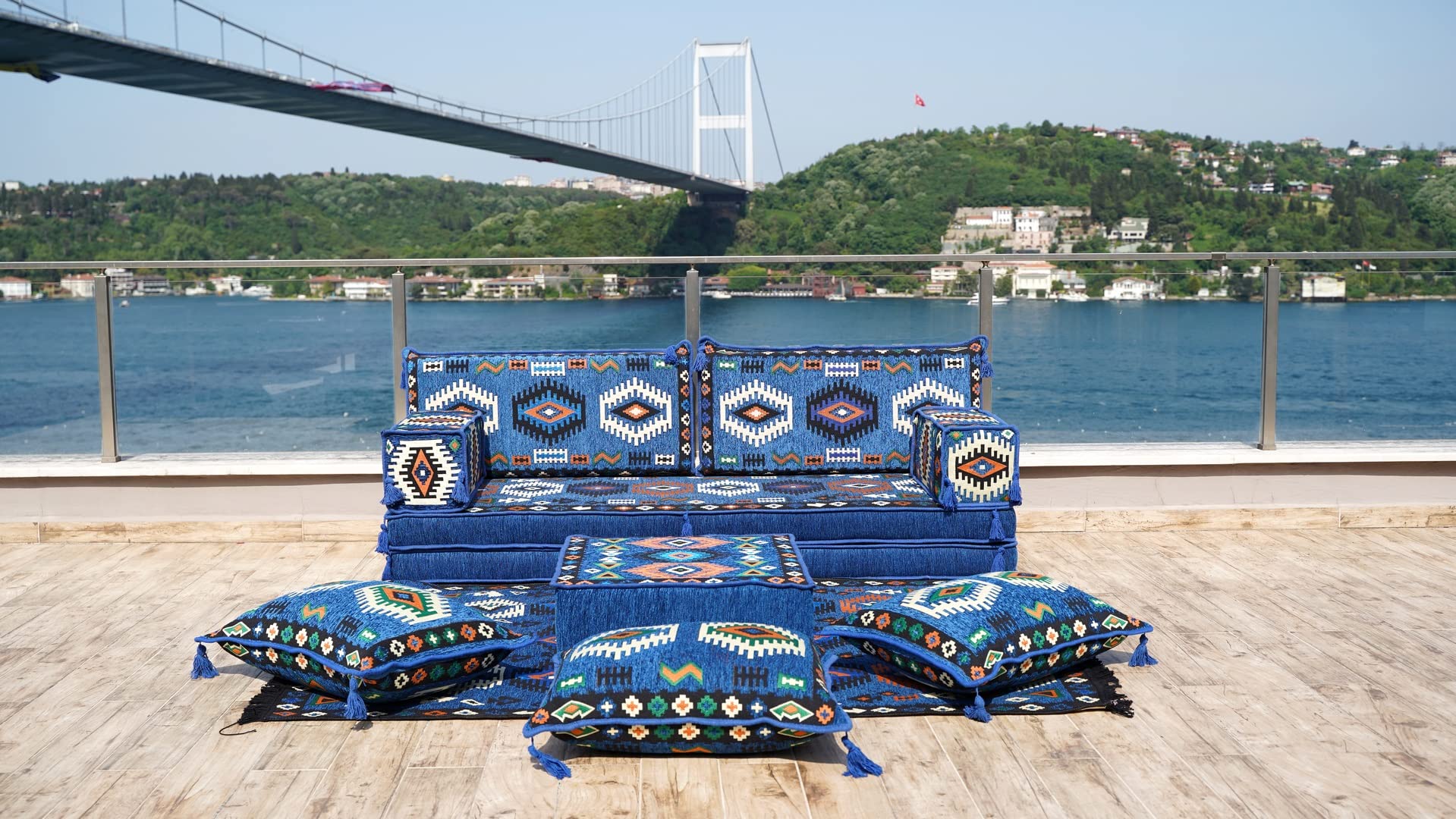 Modern Sectional Sofa Set for Living Room - 8'' Thick Floor Couch with Floor Pillows | Japanese & Arabic Style Floor Seating | Sofa Covers Included | Comfortable Home Furniture for Small Spaces, Meditation Areas & Cozy Lounging