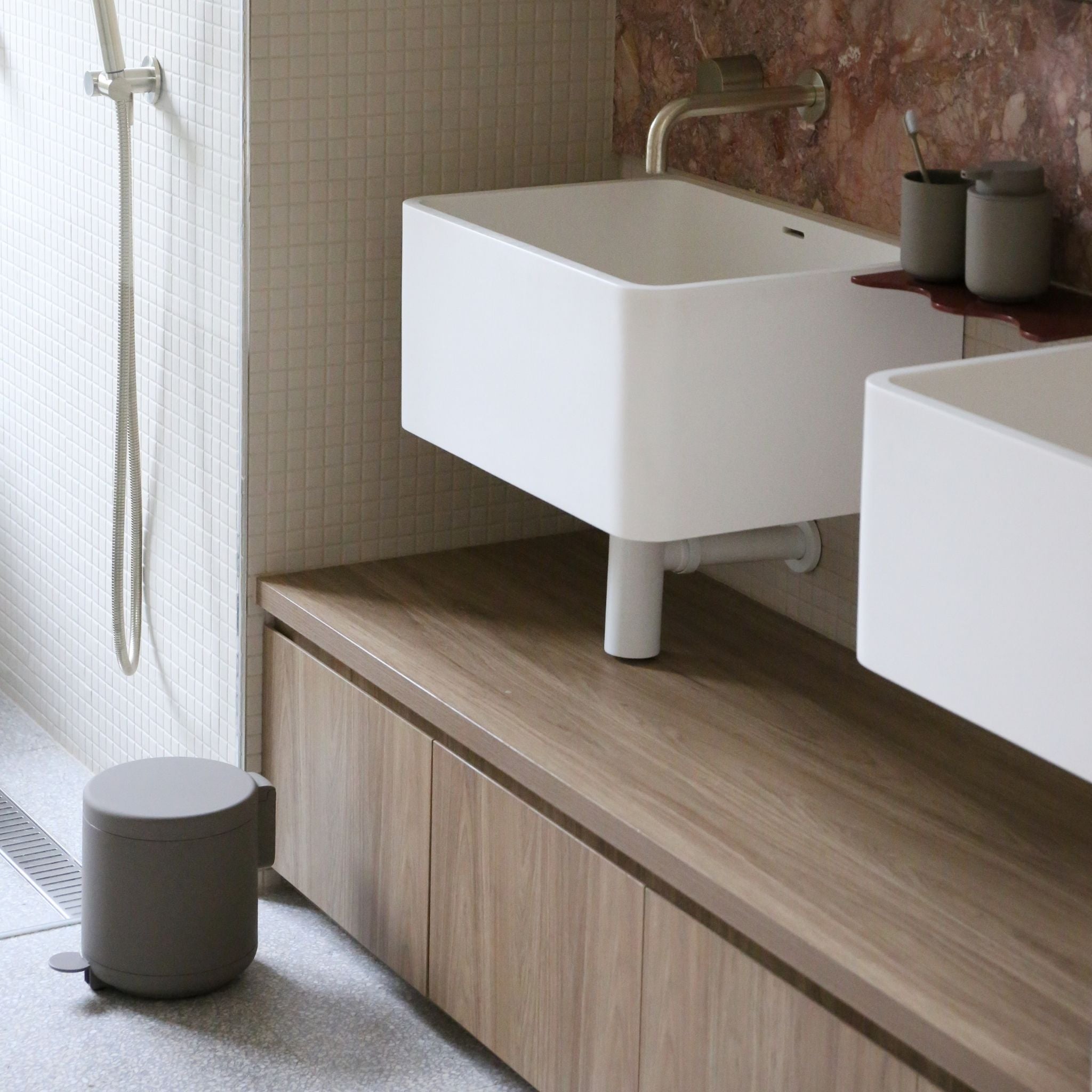 ZONE DENMARK Ume Soft Touch Pedal Bin 4L - Taupe | Modern Kitchen & Bathroom Trash Can with Foot Pedal for Hands-Free Use